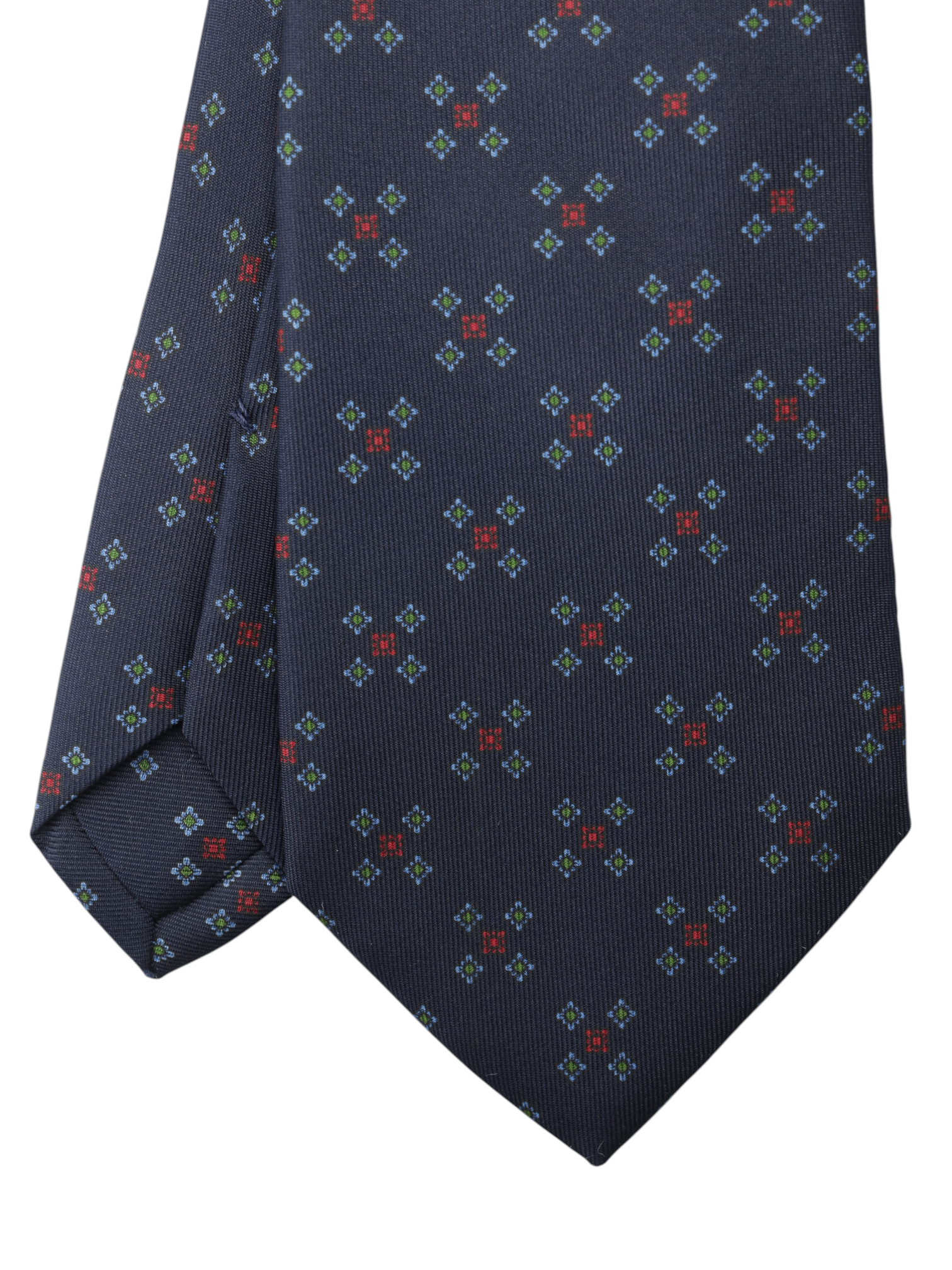 E.Marinella Marineblauw, Groen & Rood Zijde Vintage-Pattern Stropdas
