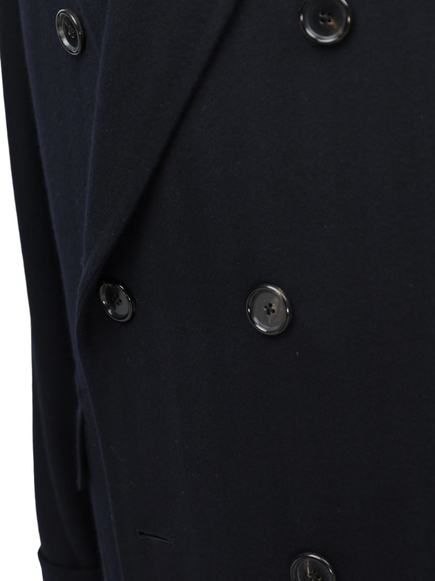 Caruso Navy Wool & Cashmere Herringbone Polo Coat