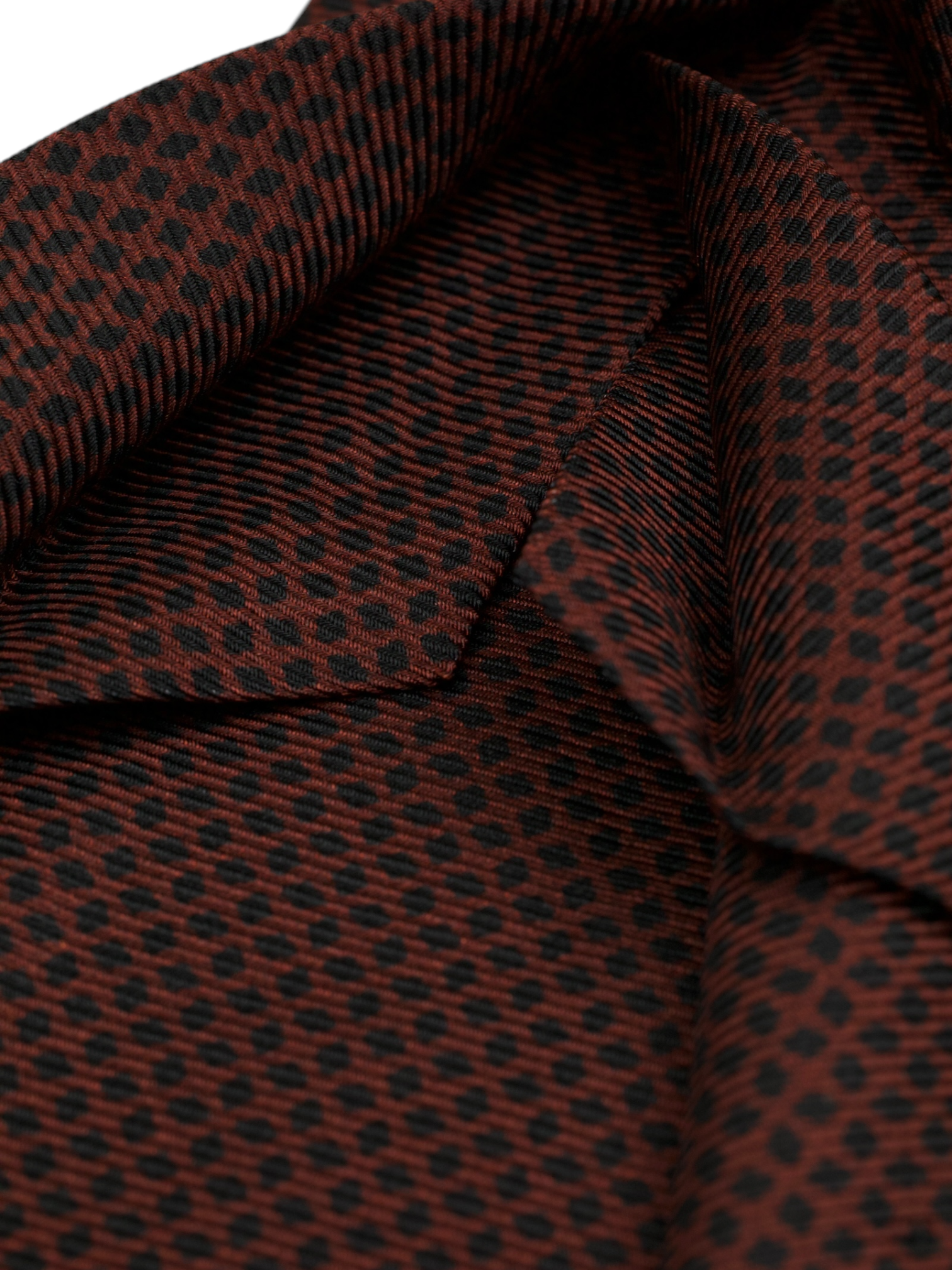Kiton 5-Fold Burgundy & Black Silk Geometric Pattern Tie