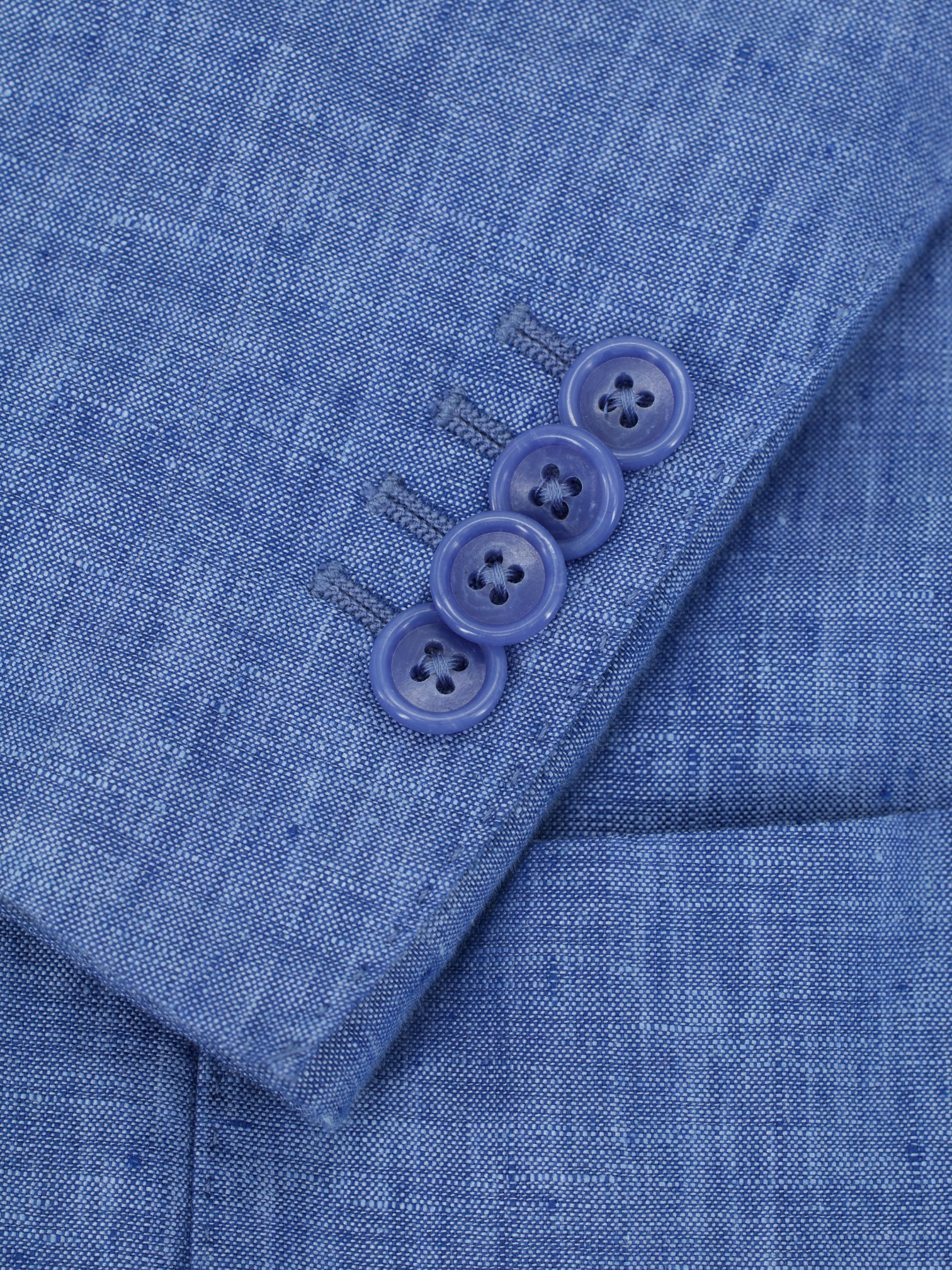 Doriani Cashmere Chambray Blue Pure Linen Melange Unconstructed Jacket