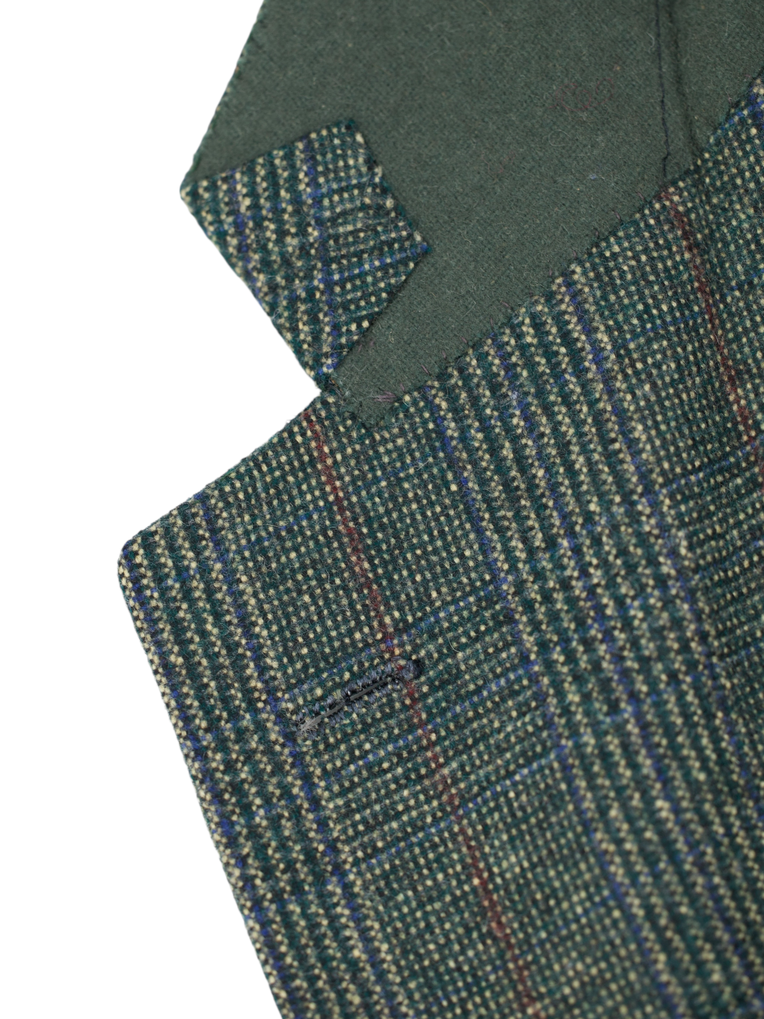 Kiton Moss Green Pure Cashmere Prince of Wales Jacket