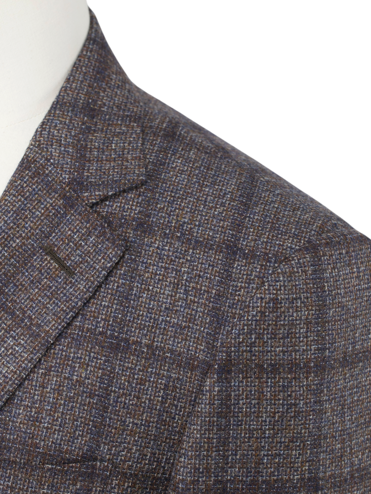 Canali Warm Taupe & Blue Wool Windowpane Jacket