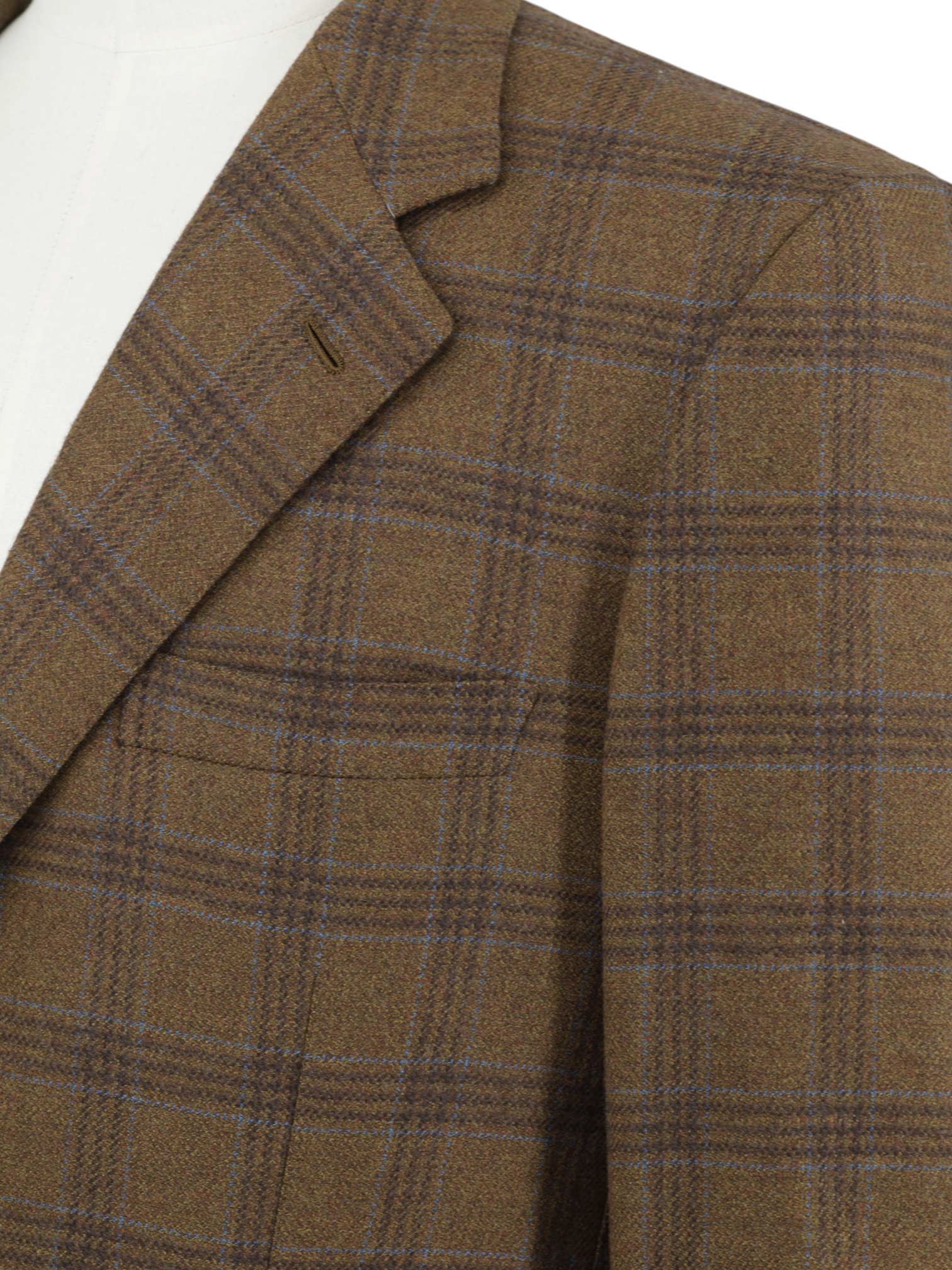 Brioni Brown & Light Blue Pure Wool Overcheck Palatino Jacket