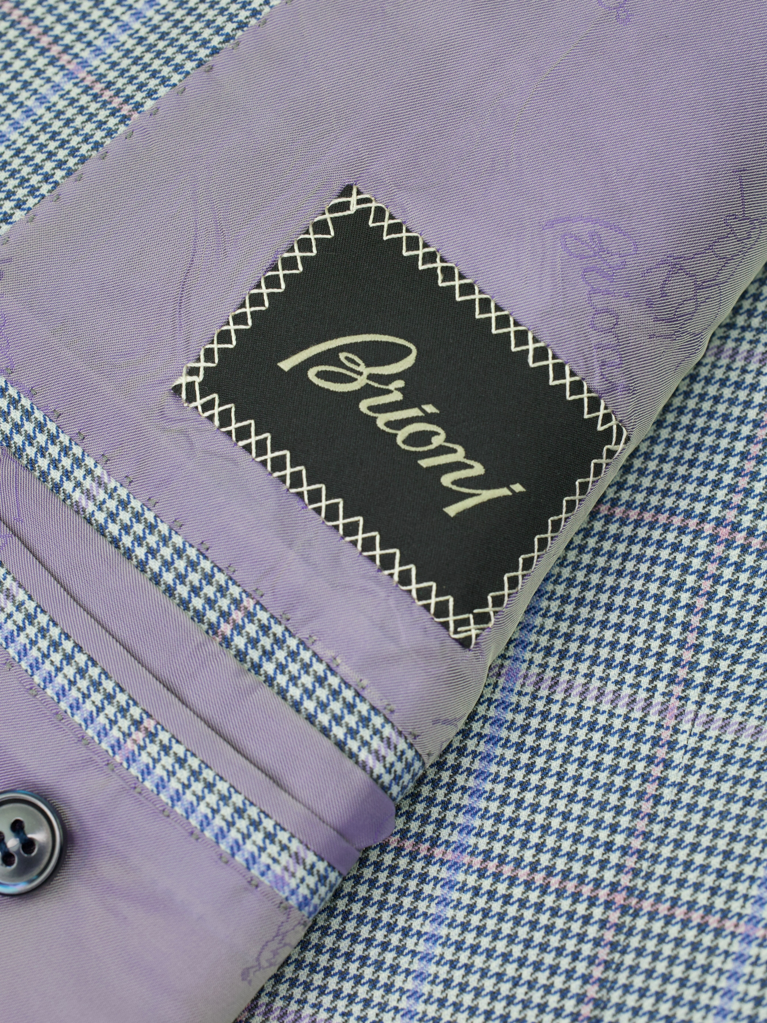 Brioni Blue & Pink Fine-Wool Overcheck Parlamento Jacket
