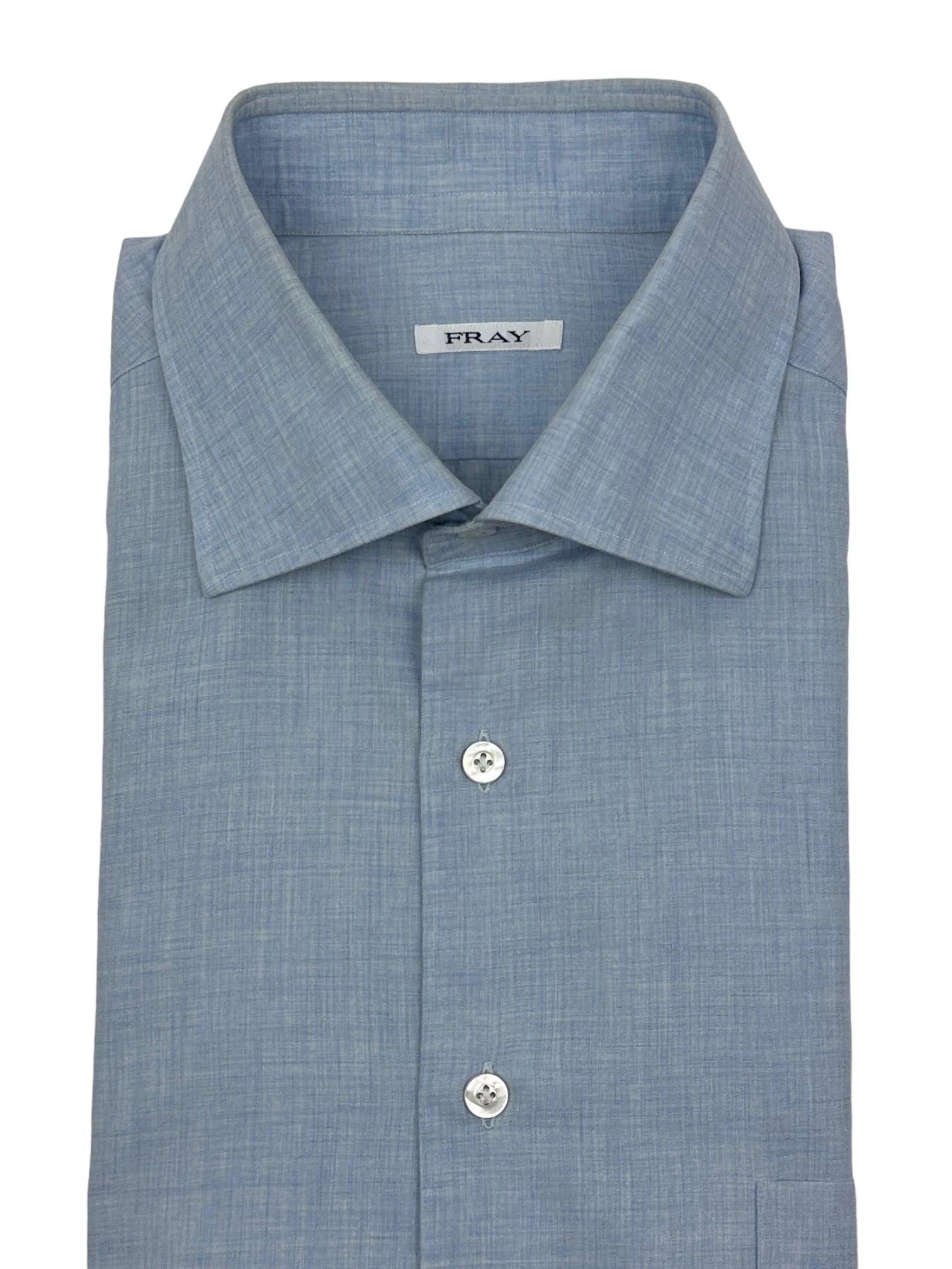 Fray Light Blue Cotton Cashmere Flannel Shirt