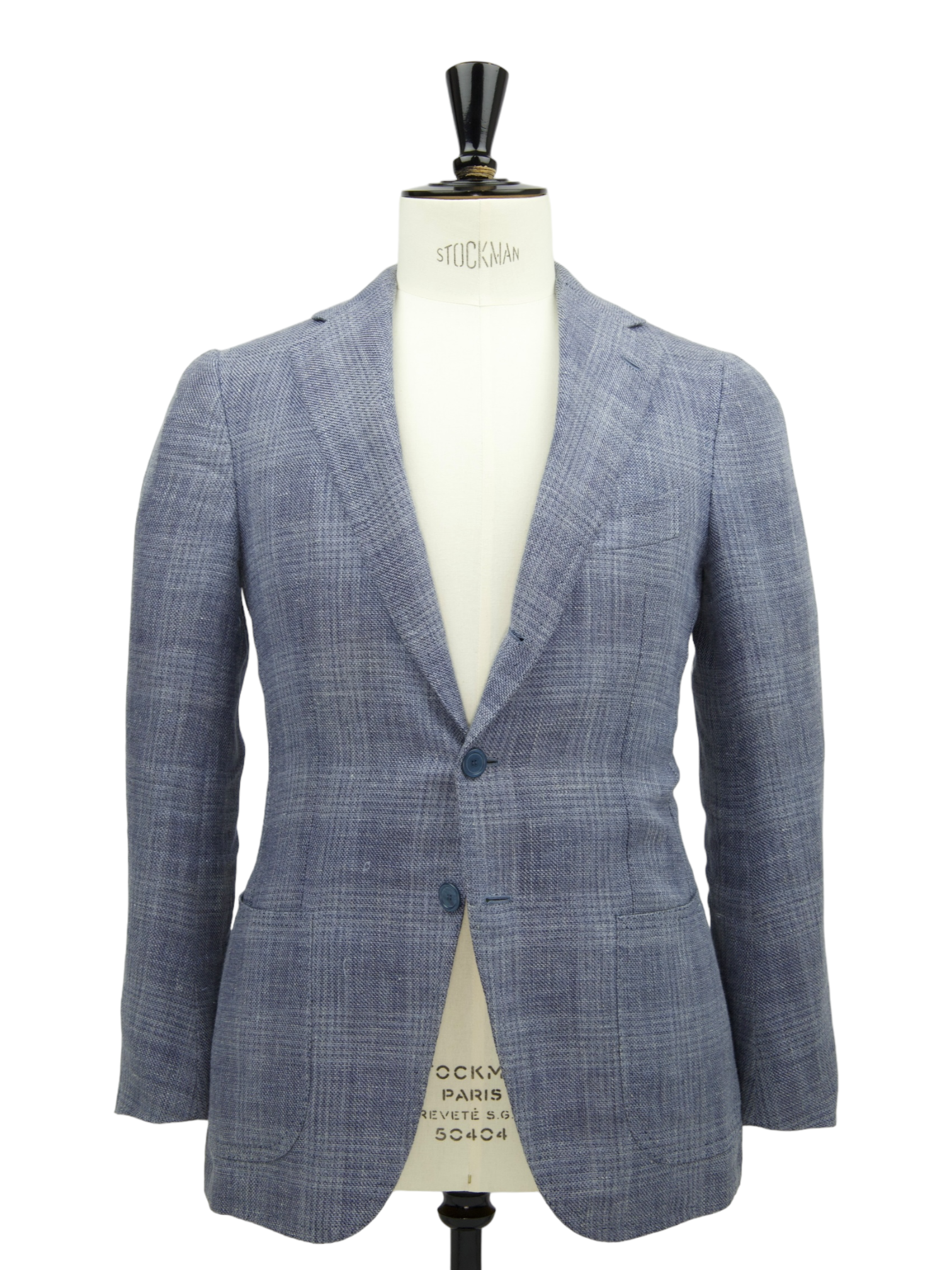 Cesare Attolini Slate Blue Linen & Wool Glenplaid Jacket