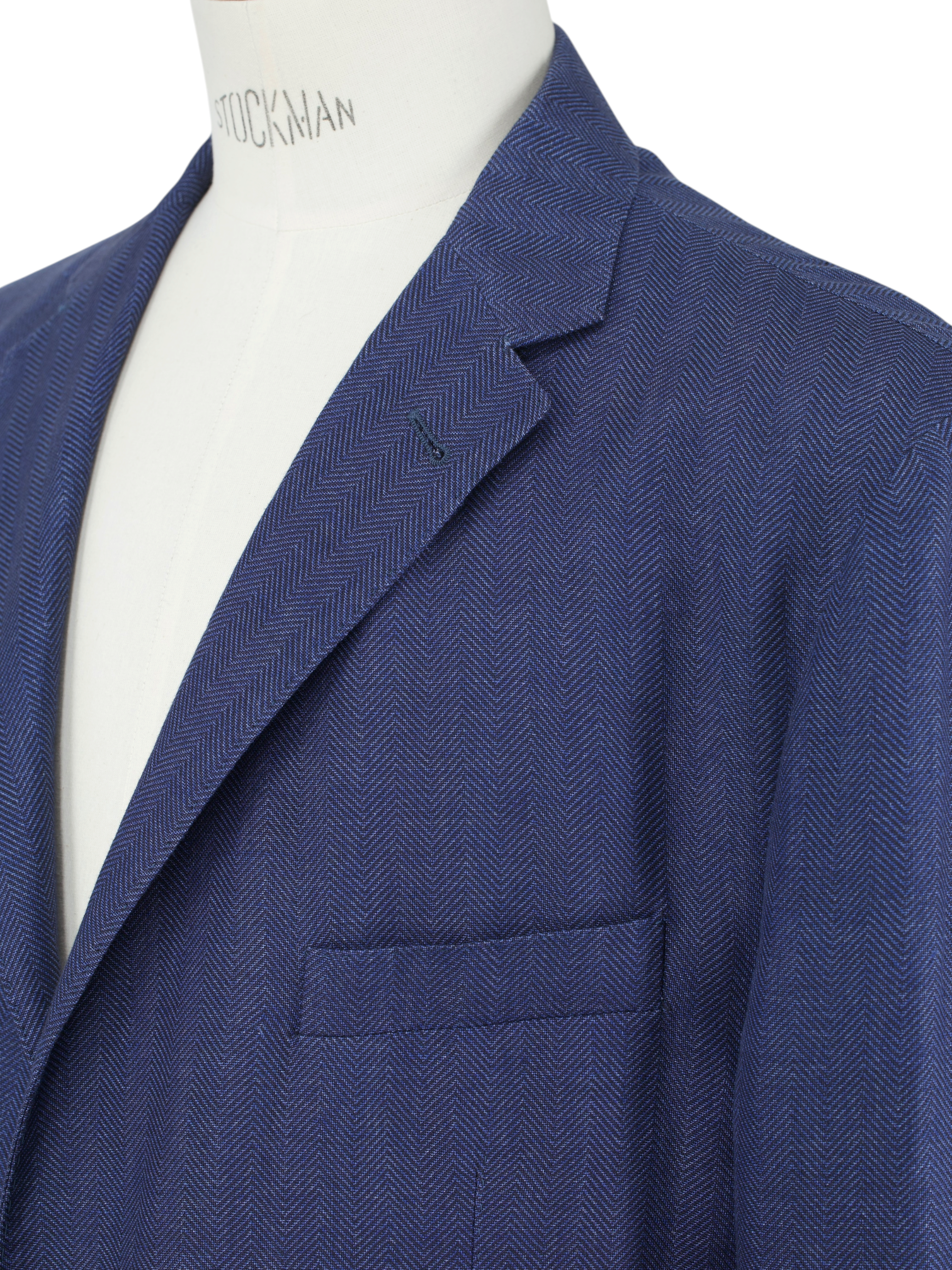 Corneliani Blue Linen & Wool Herringbone Summer Jacket