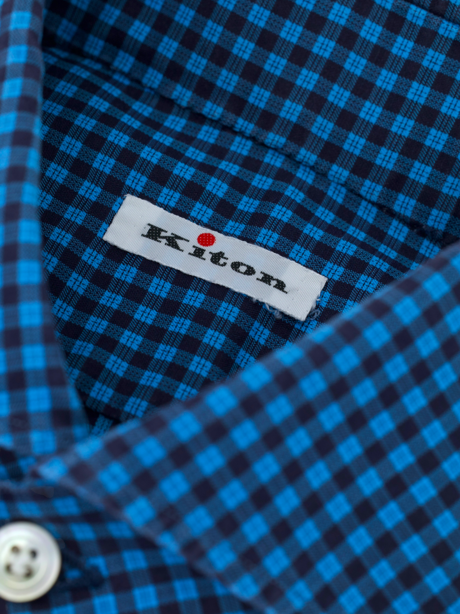 Kiton Petrol & Navy Fine-Cotton Gingham Check Shirt