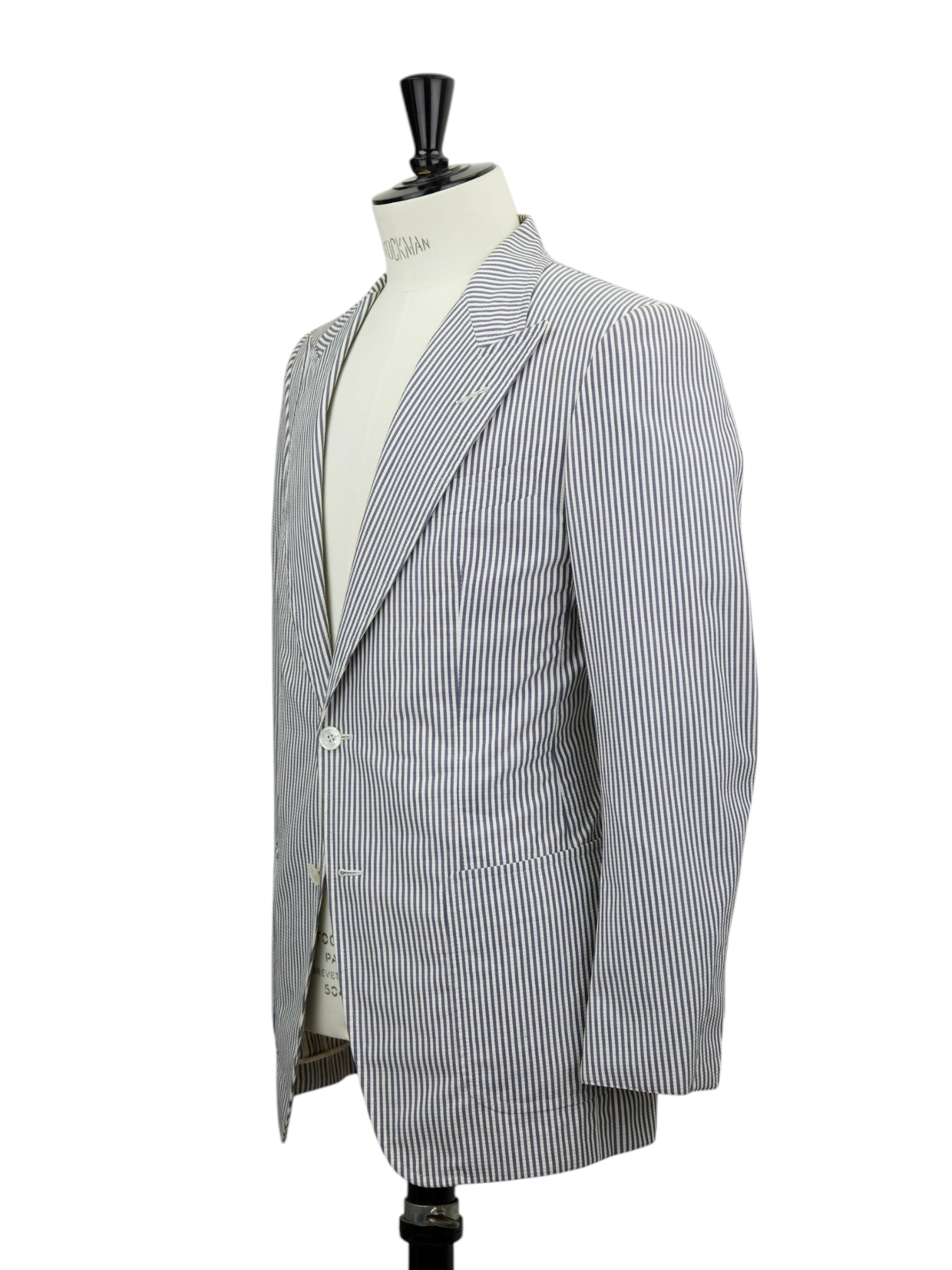 Tom Ford White & Blue Cotton Seersucker Pinstripe Spencer Jacket