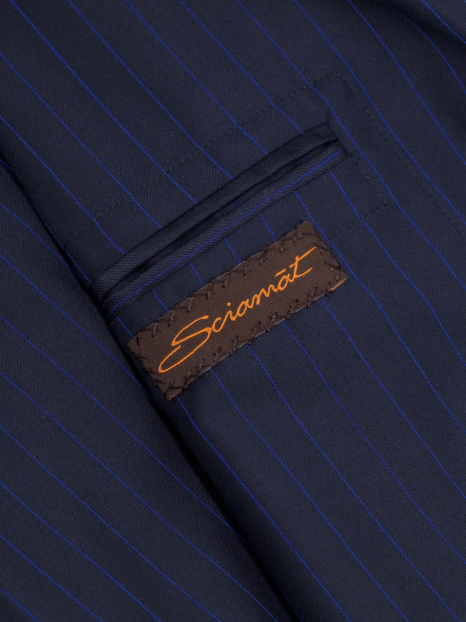 Sciamat Navy & Azure Blue Bespoke Extrafine-Wool Pinstripe Suit
