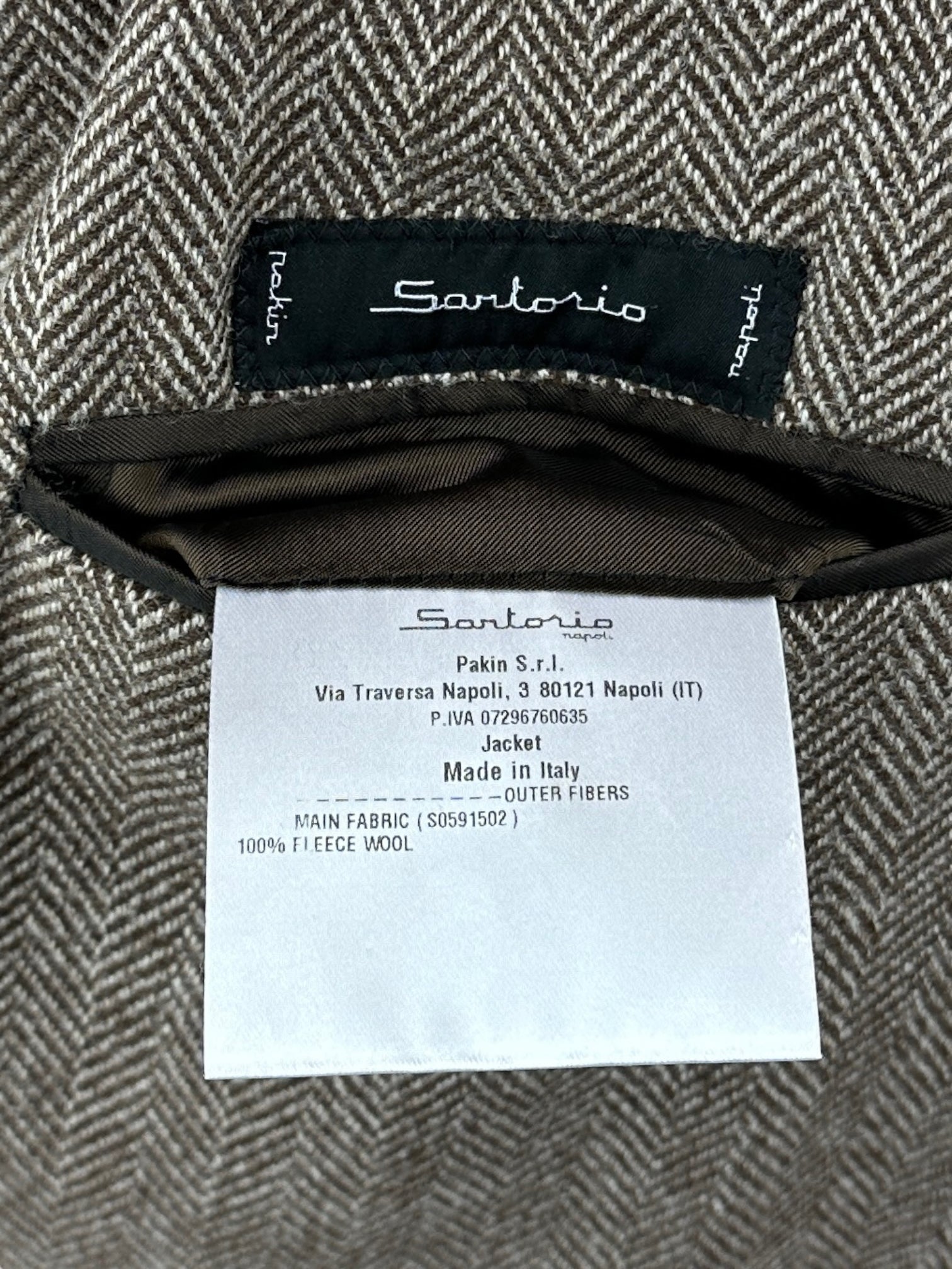 Sartorio Napoli Beige Herringbone Jacket
