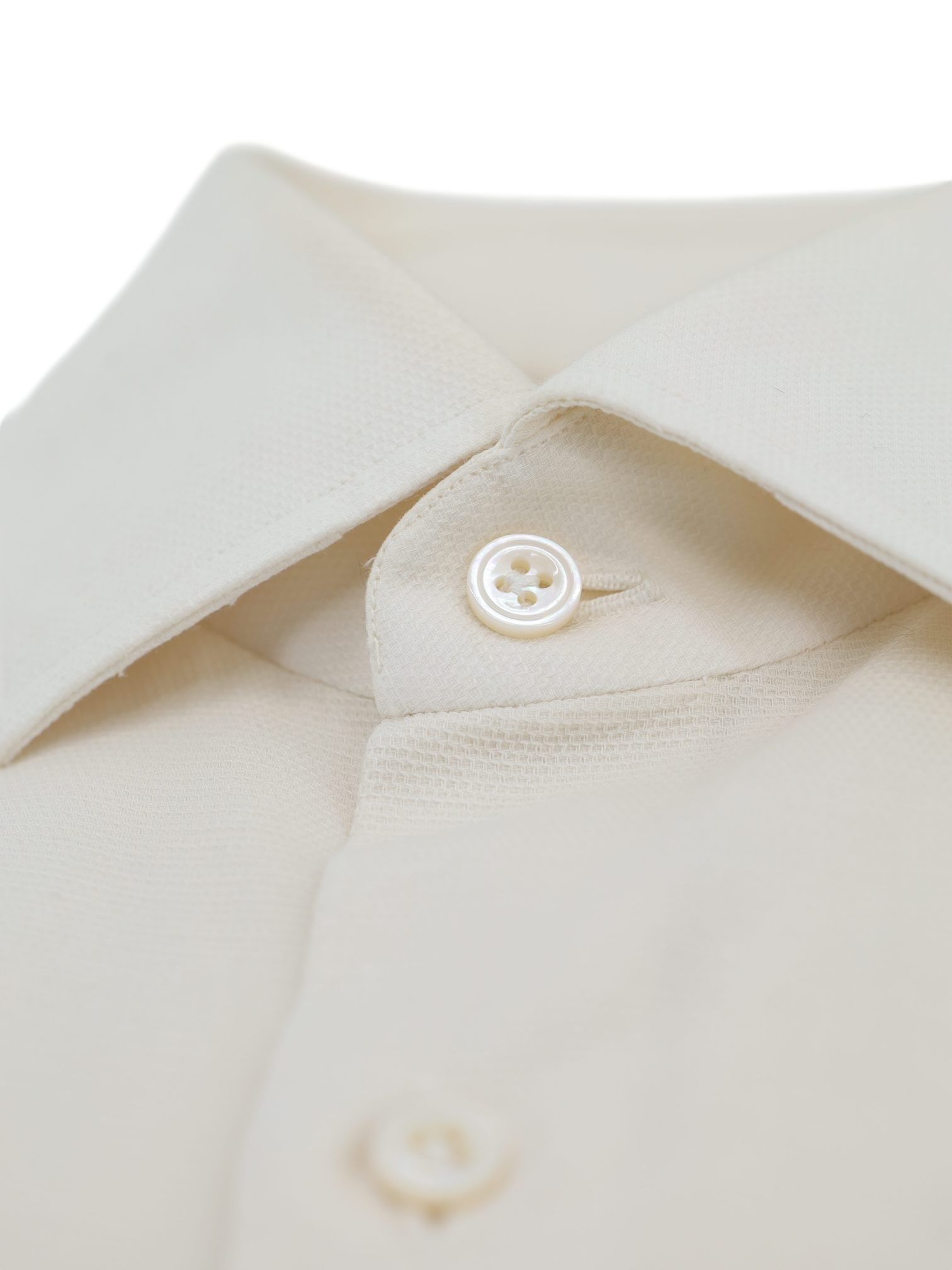 Finamore Ecru Cotton Micro-Pattern Shirt