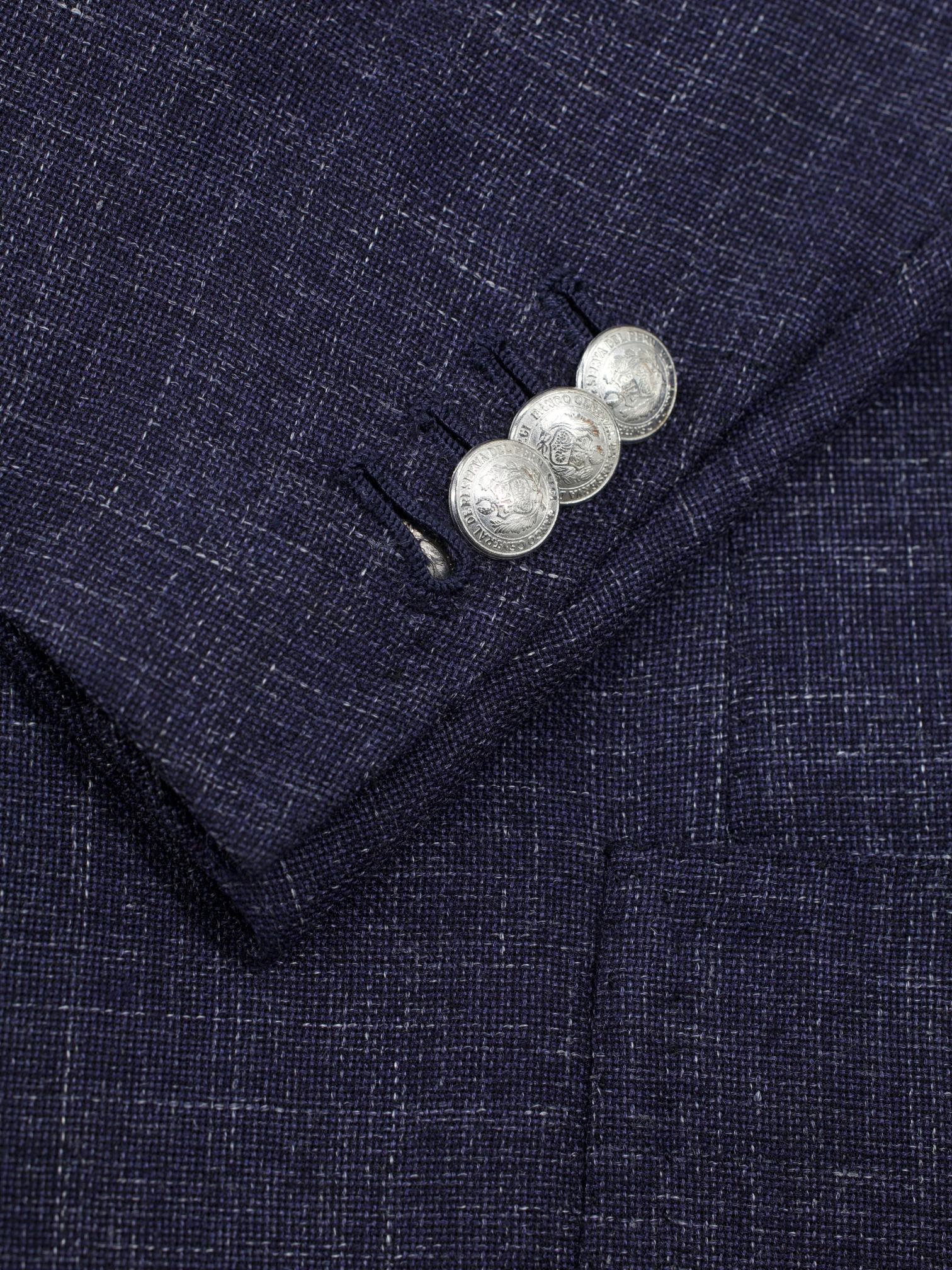 Cesare Attolini Blue Cashmere, Silk & Linen Basketweave Summer Jacket