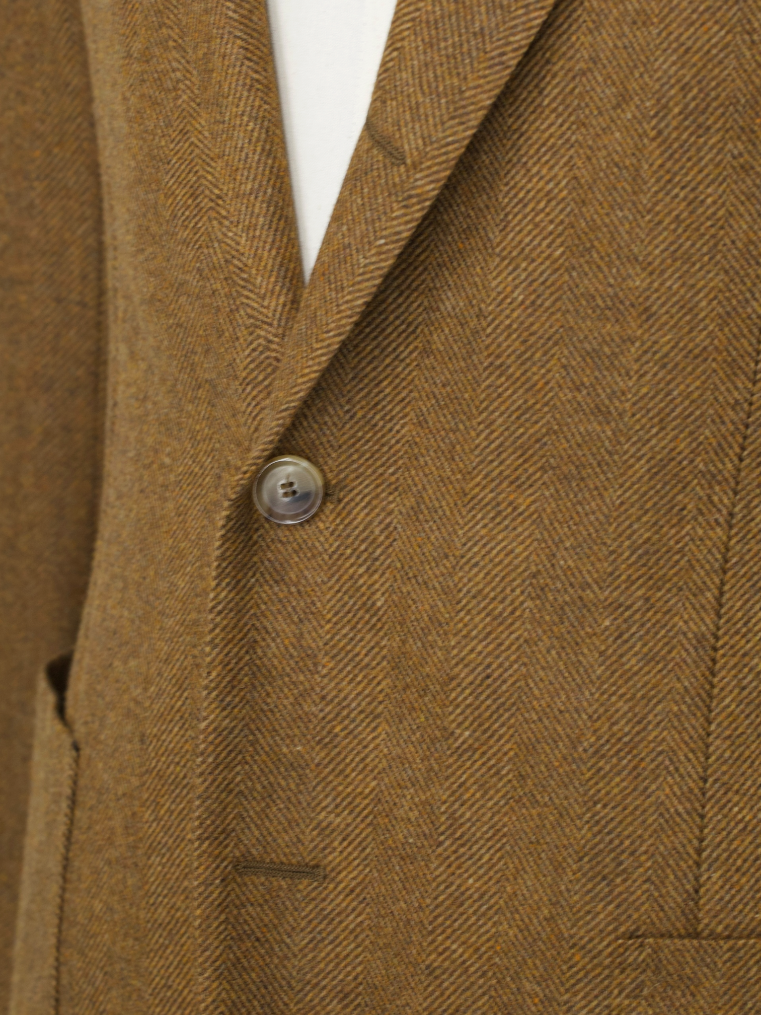 De Petrillo Caramel Brown Pure Wool Herringbone Jacket