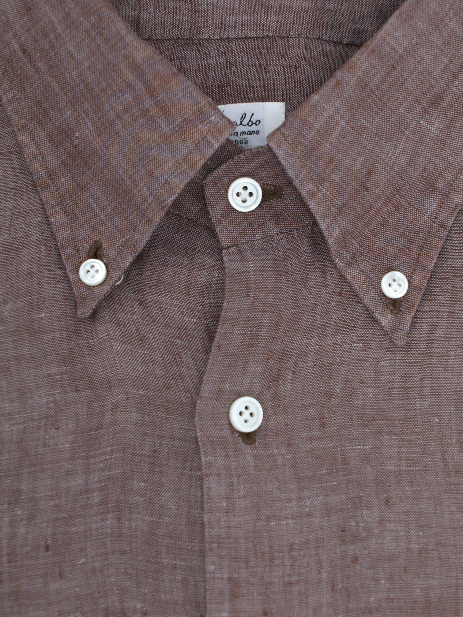 Fralbo Napoli Dusty Brown Pure Linen Button-Down Summer Shirt
