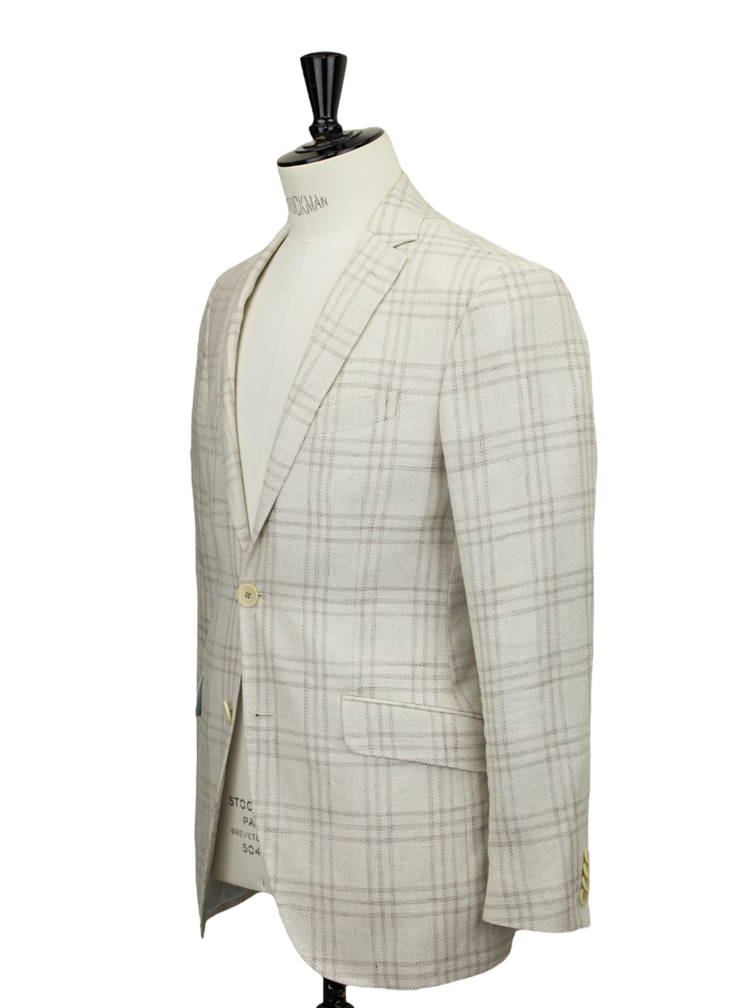 Etro Greige Cotton, Linen & Hemp Windowpane Jacket