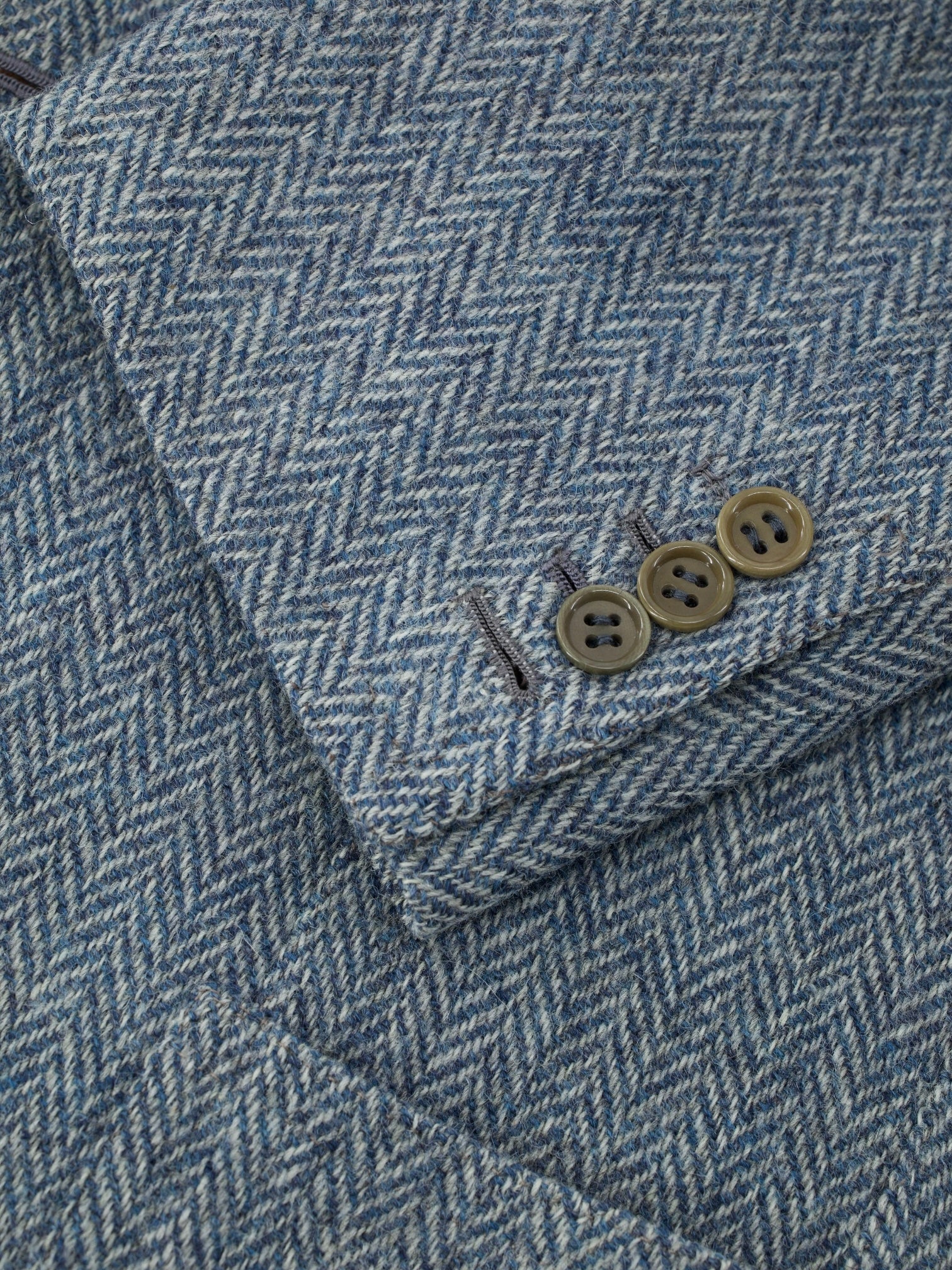 Rubinacci "London House" Light Blue Shetland-Tweed Herringbone Jacket