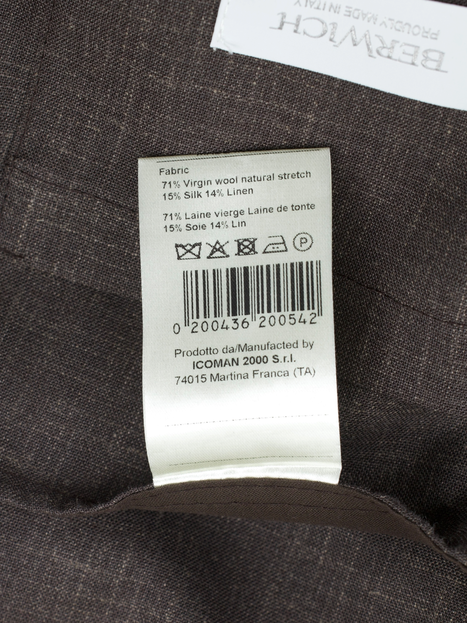 Berwich x Loro Piana Brown Wool, Silk & Linen Blouson Jacket