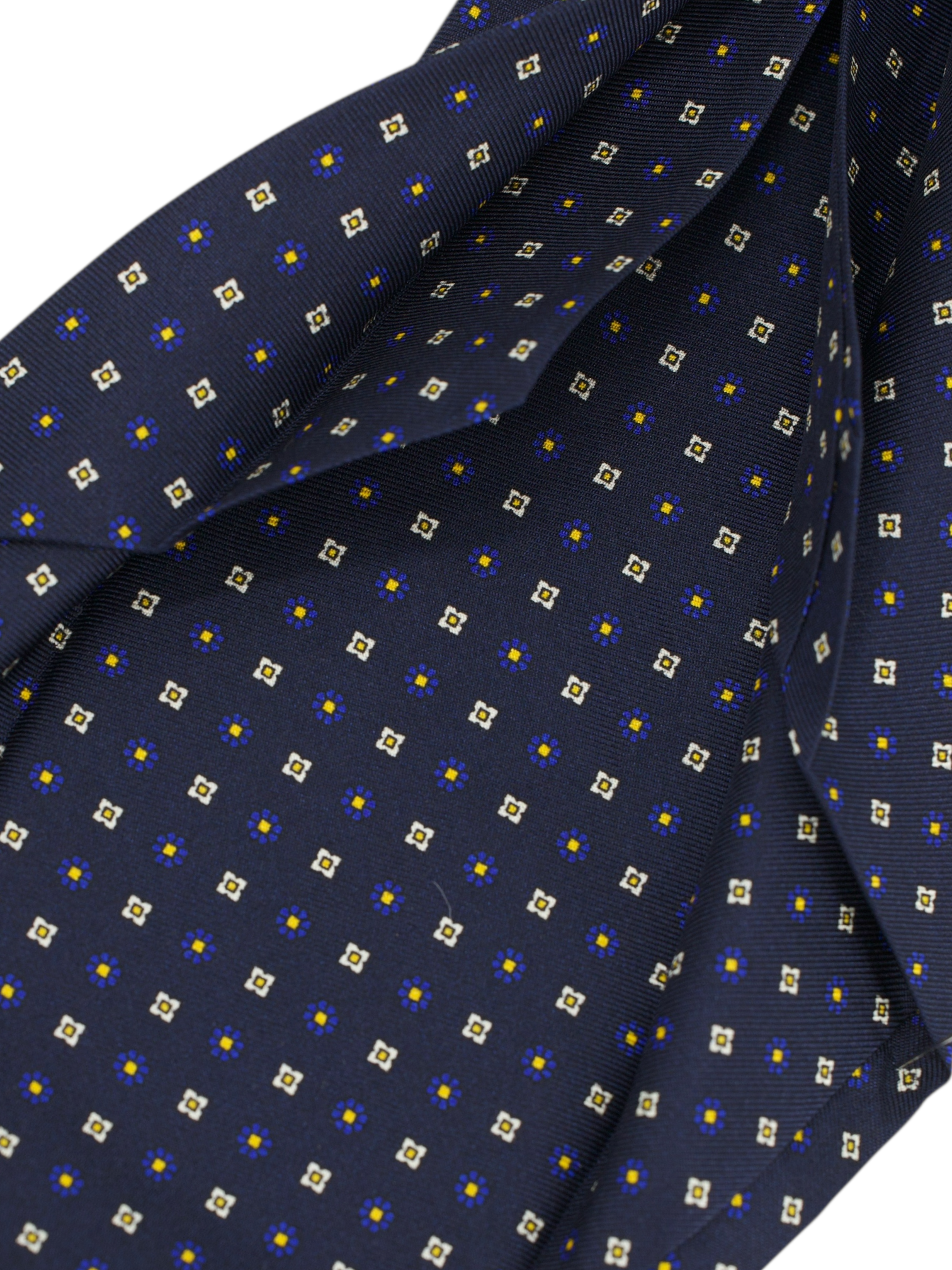 Marzullo 5-Fold Navy & Yellow Silk Geometric Tie