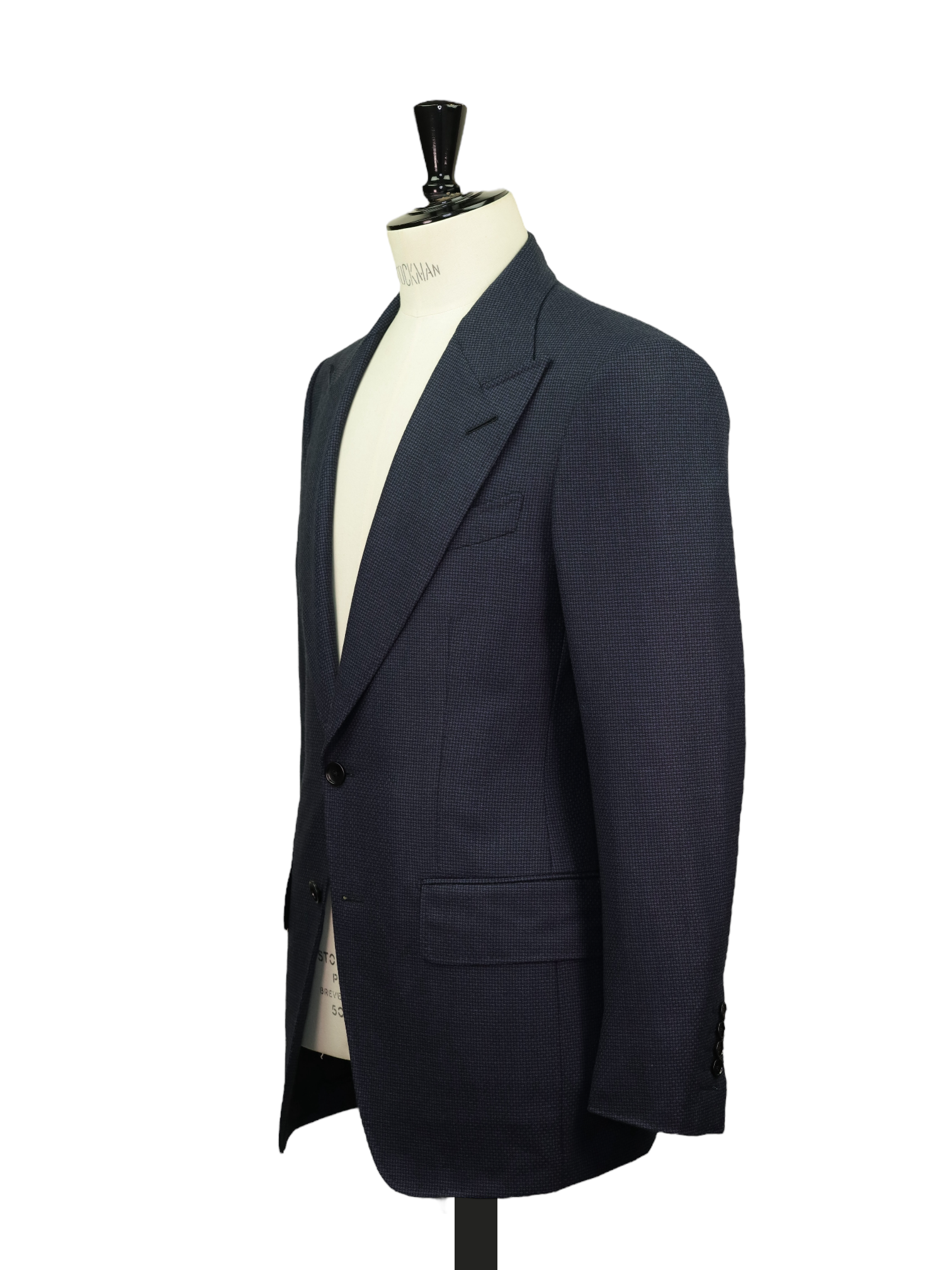 Tom Ford Navy Wool Micro-Pattern Atticus Jacket