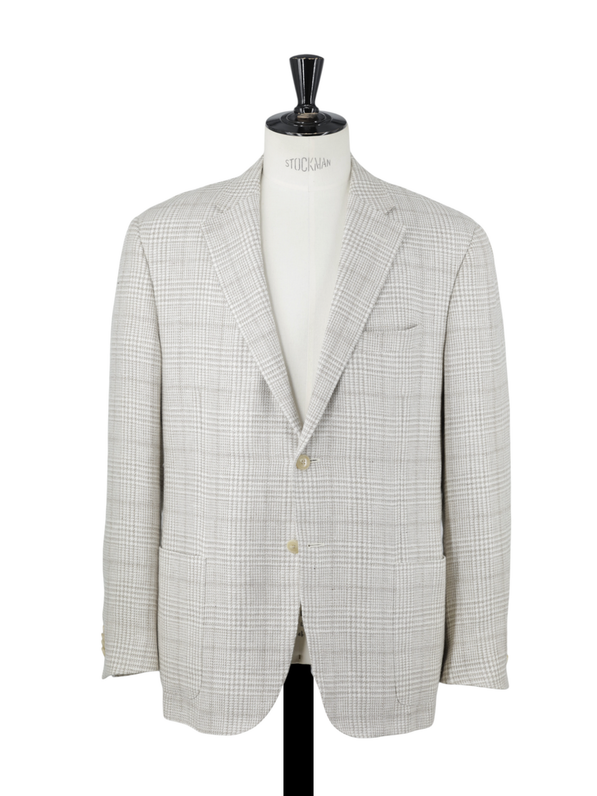 Corneliani Greige Wool & Linen Prince of Wales Jacket