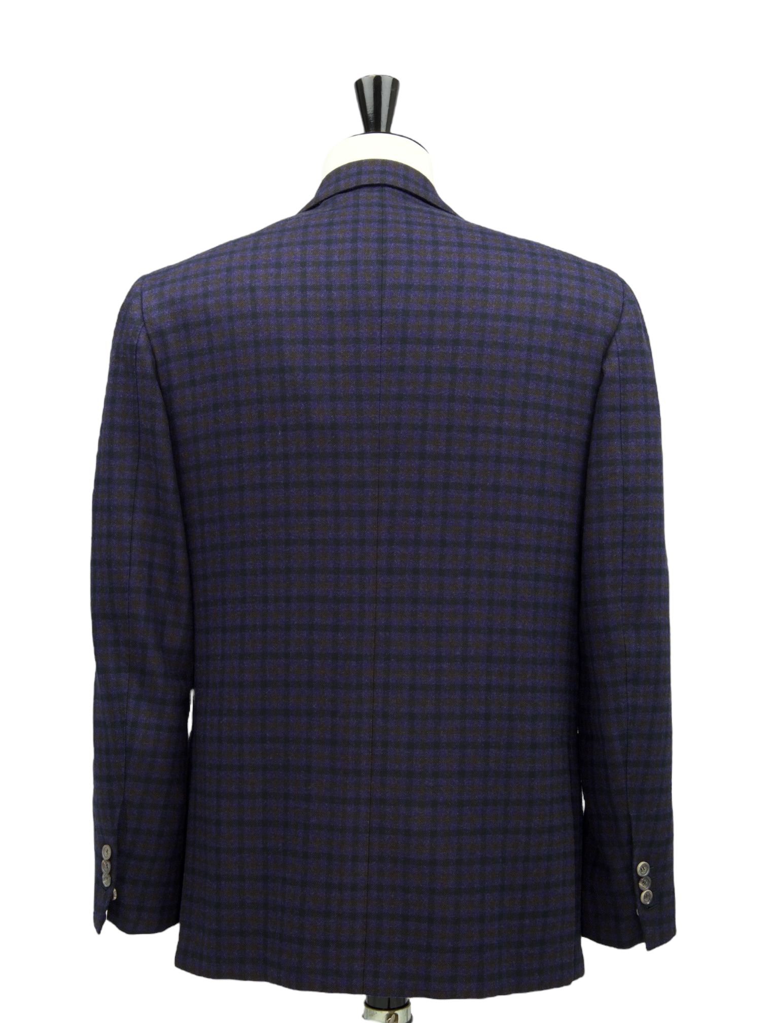 Kiton Dark Purple Woollen Gingham Winter Jacket