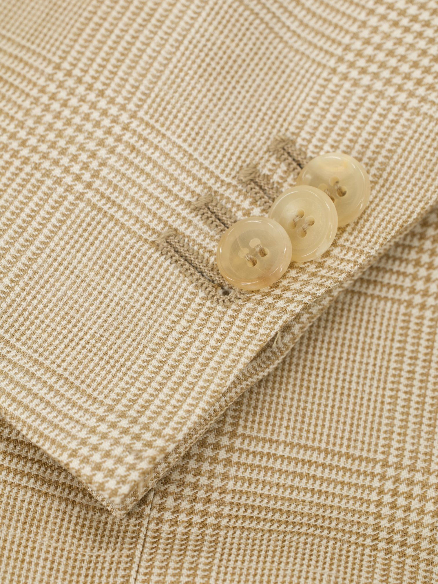 Caruso Beige Cashmere, Silk & Linen Prince or Wales Jacket