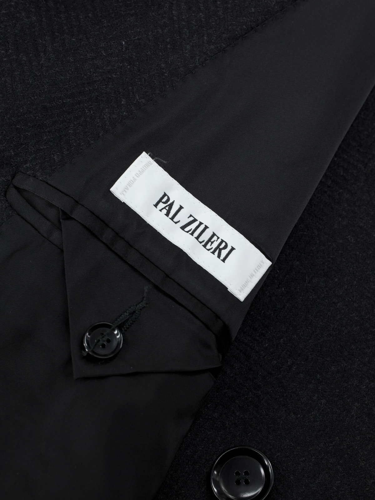 Pal Zileri Dark Grey Wool-Cashmere & Fur-Collar Herringbone Overcoat