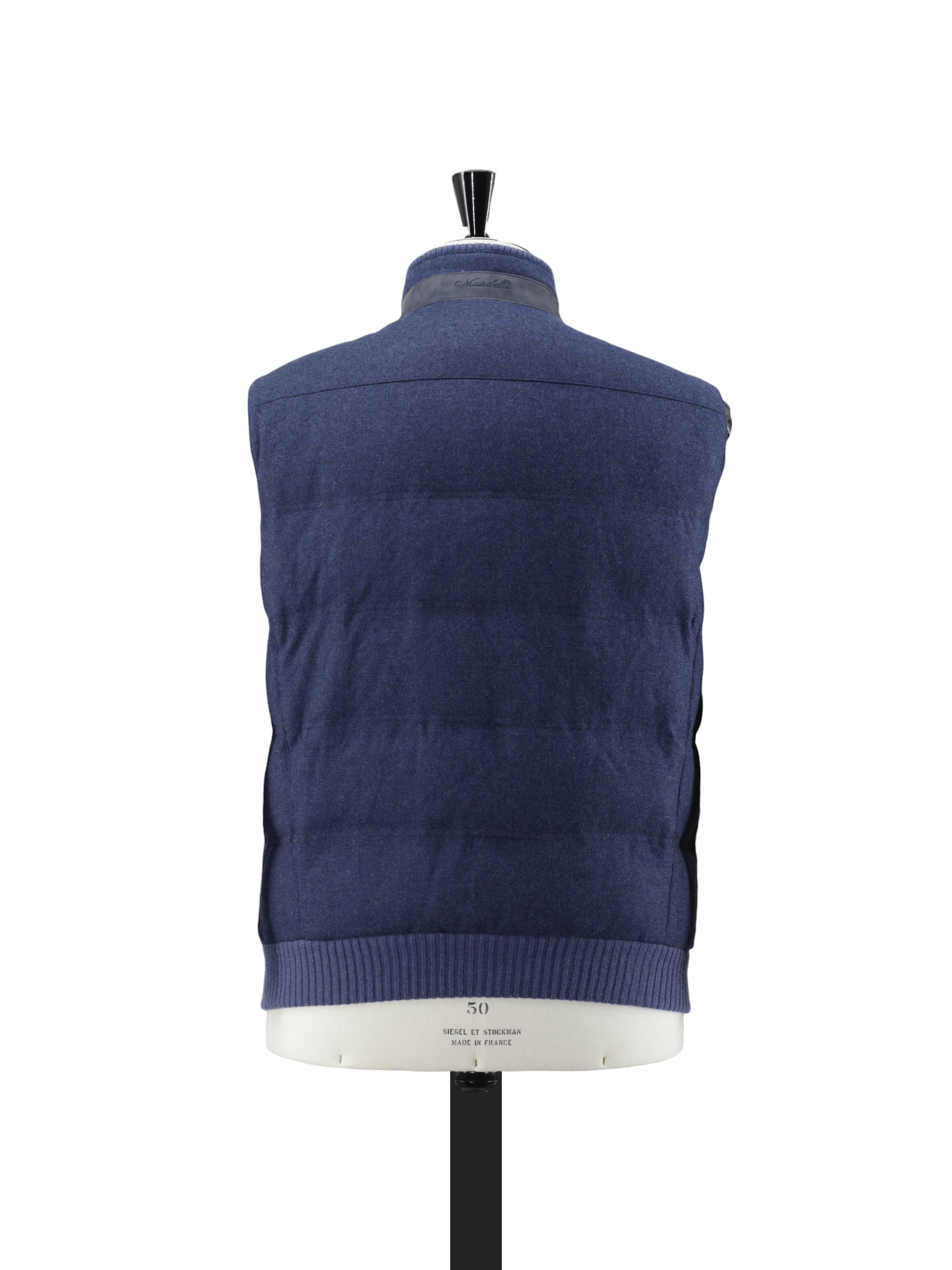 Mandelli Blue Wool & Cashmere Goose-Down Padded Vest