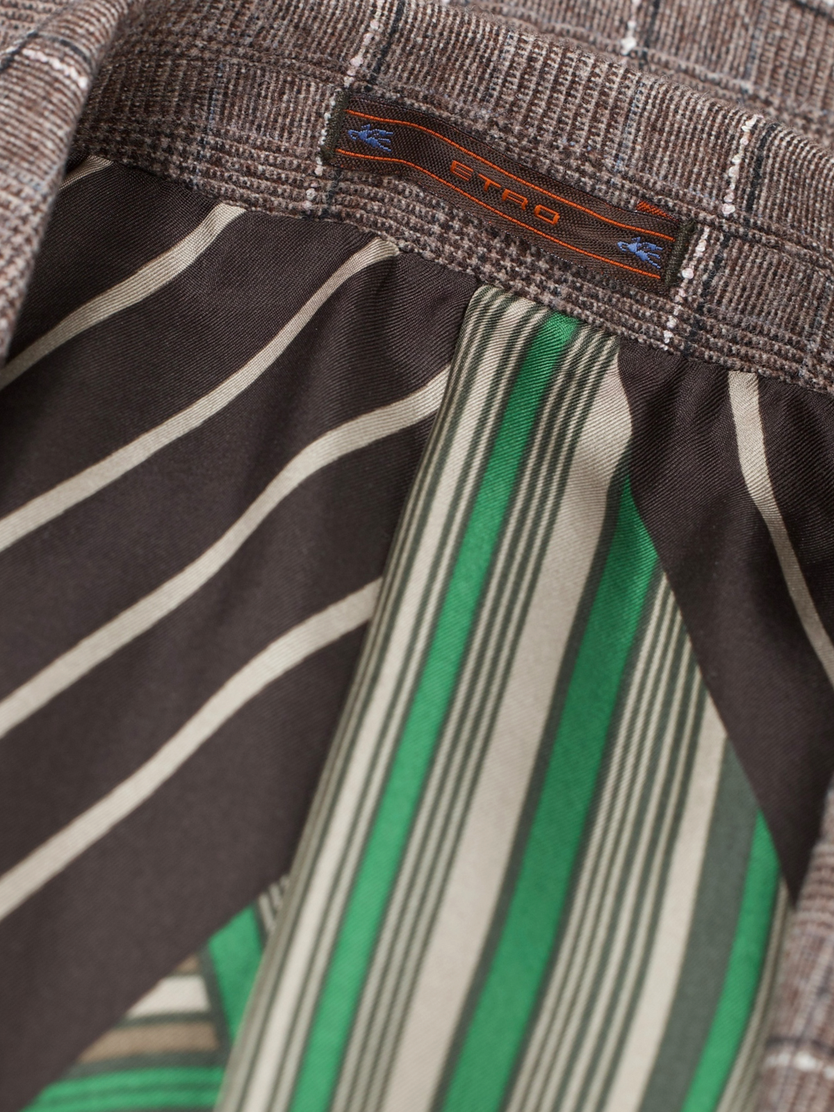 Etro Milano Brown & White Checkered Bouclé Suit
