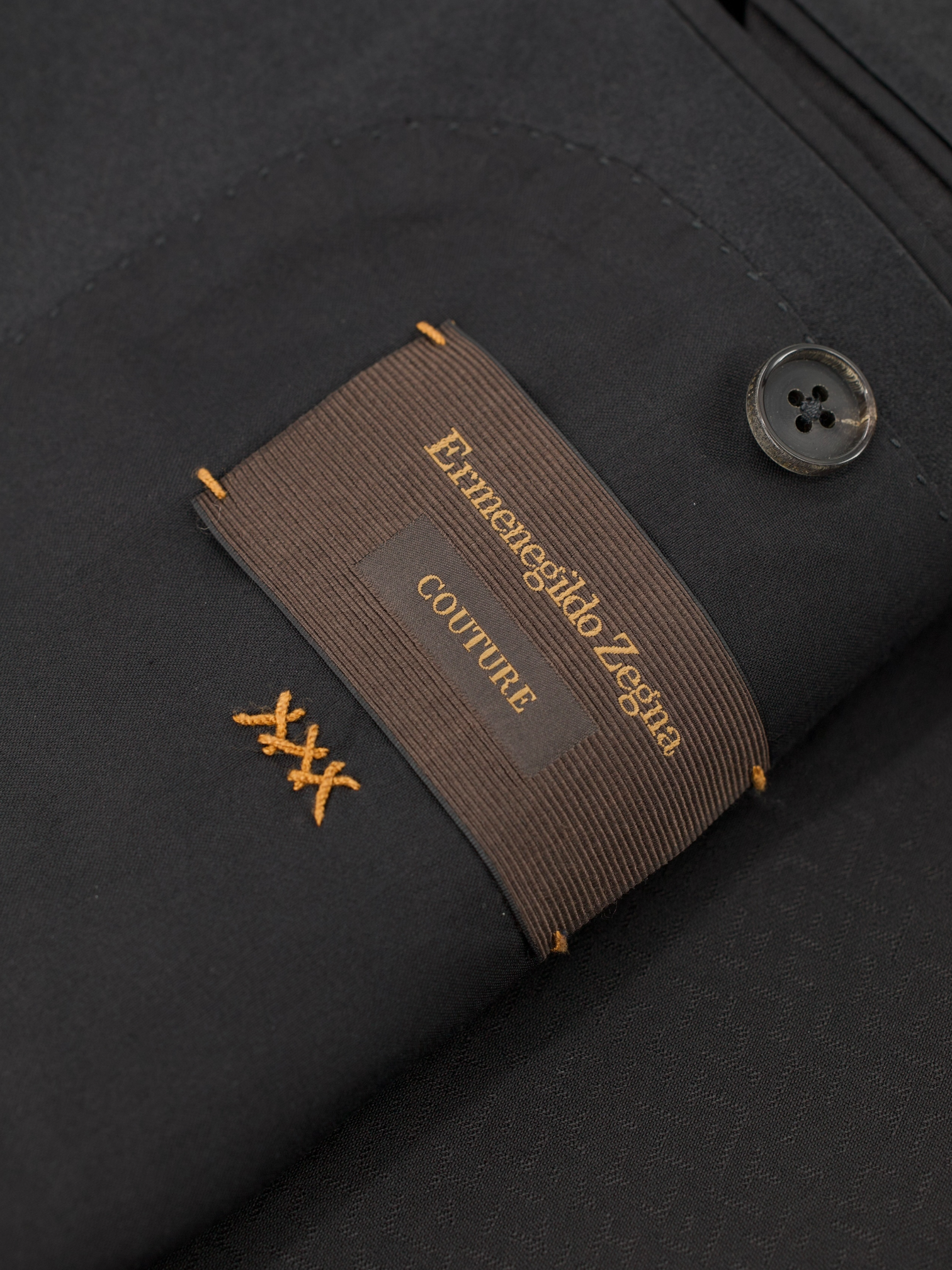Ermenegildo Zegna Couture Black Wool Shadow-Pattern Tuxedo