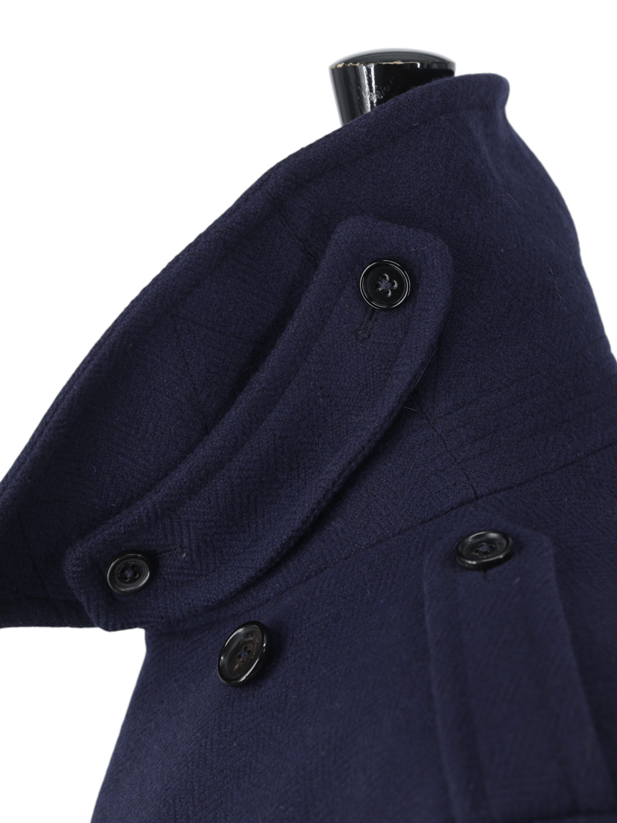 Ralph Lauren Purple Label Navy Wool Herringbone Italian-Made Peacoat