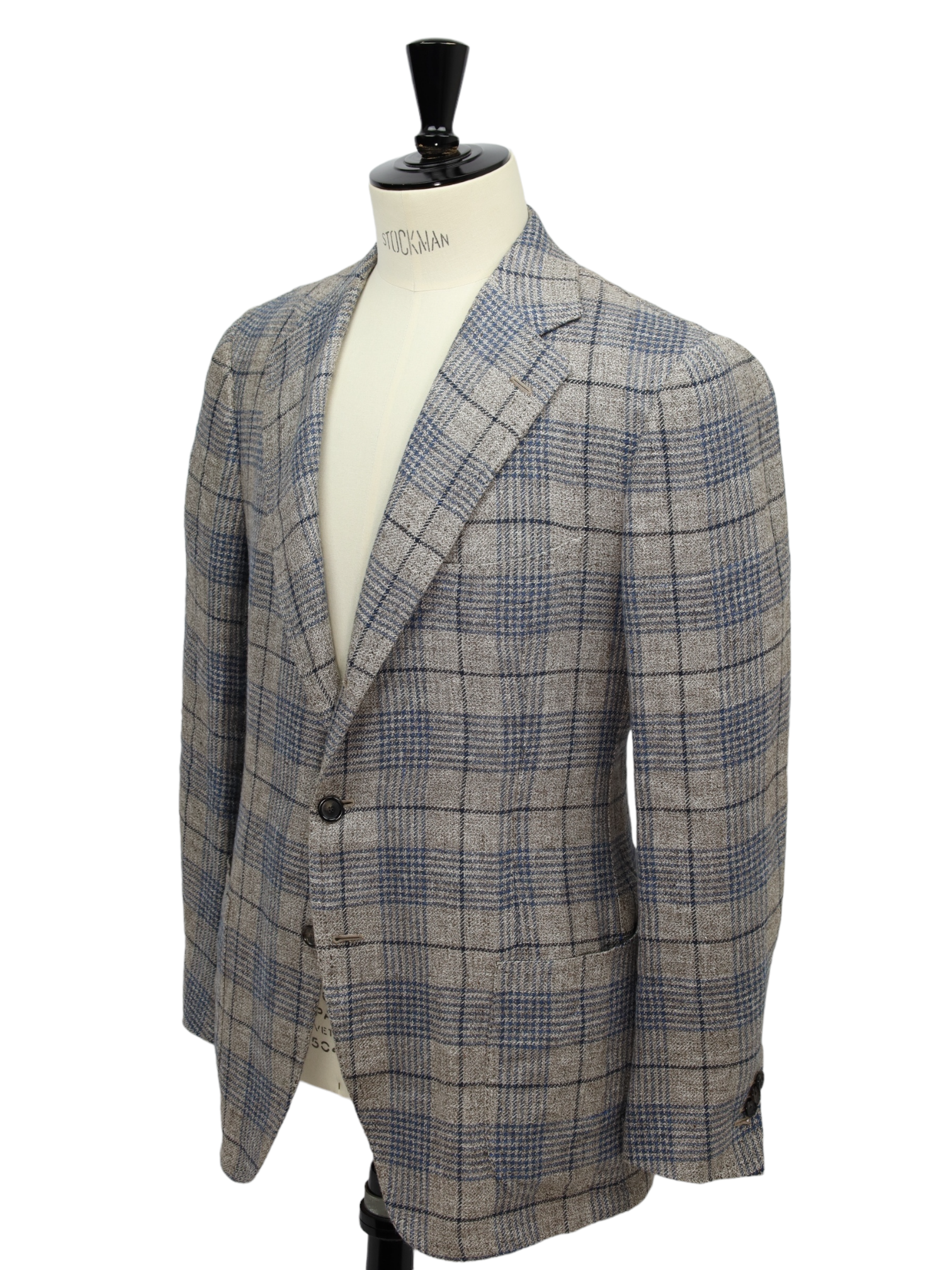 Cesare Attolini Taupe Windowpane Linen Blazer