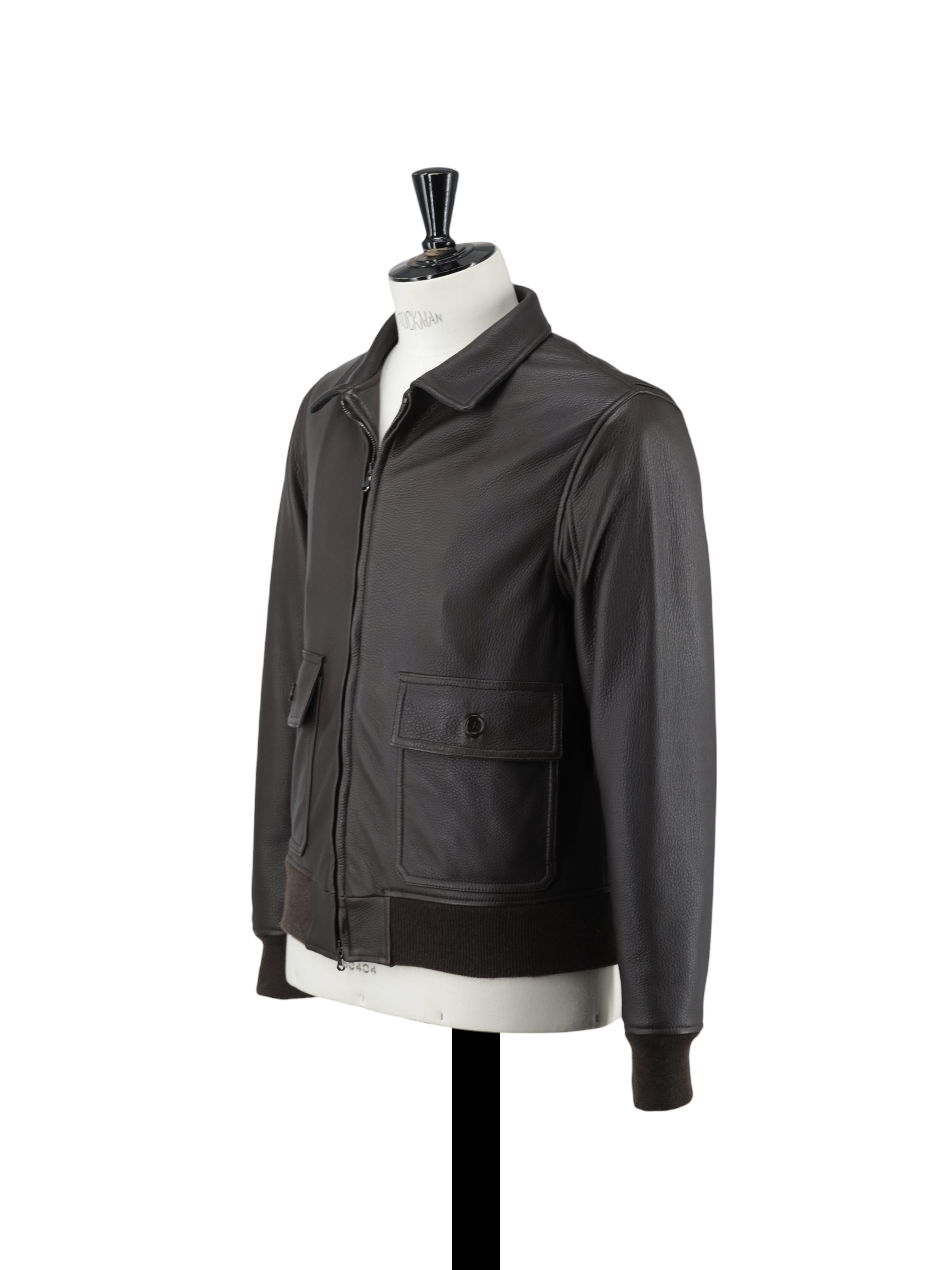 Doriani Dark Brown Grain Leather Blouson Jacket