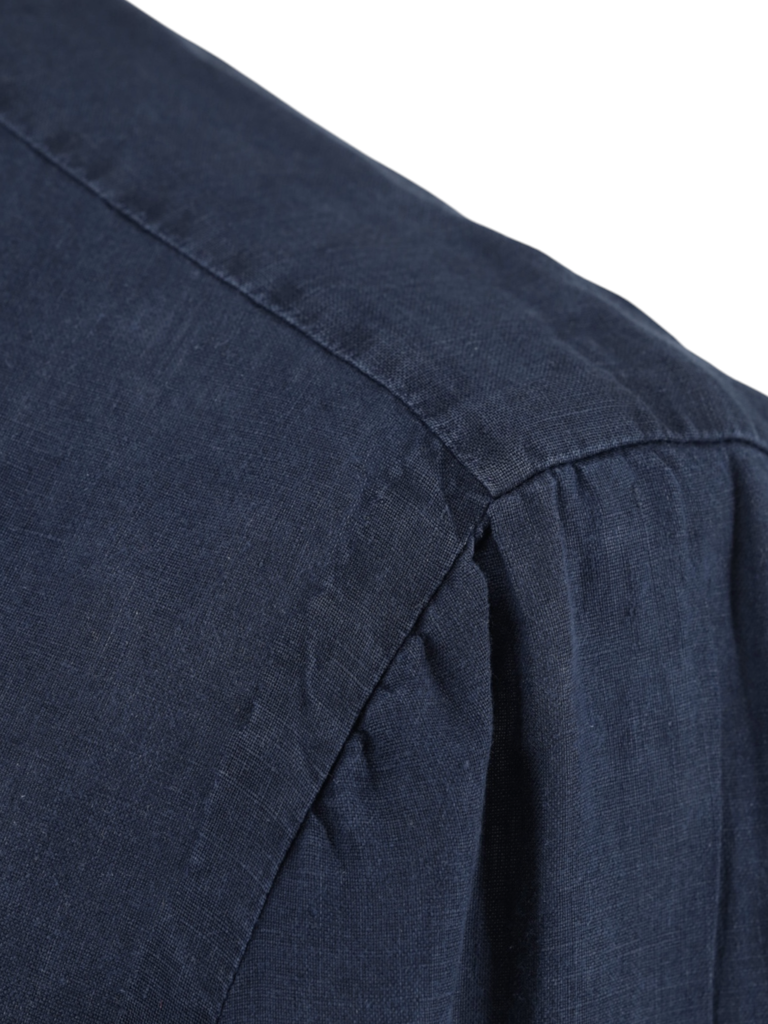 Finamore Dark Blue Pure Linen Button-Down Shirt