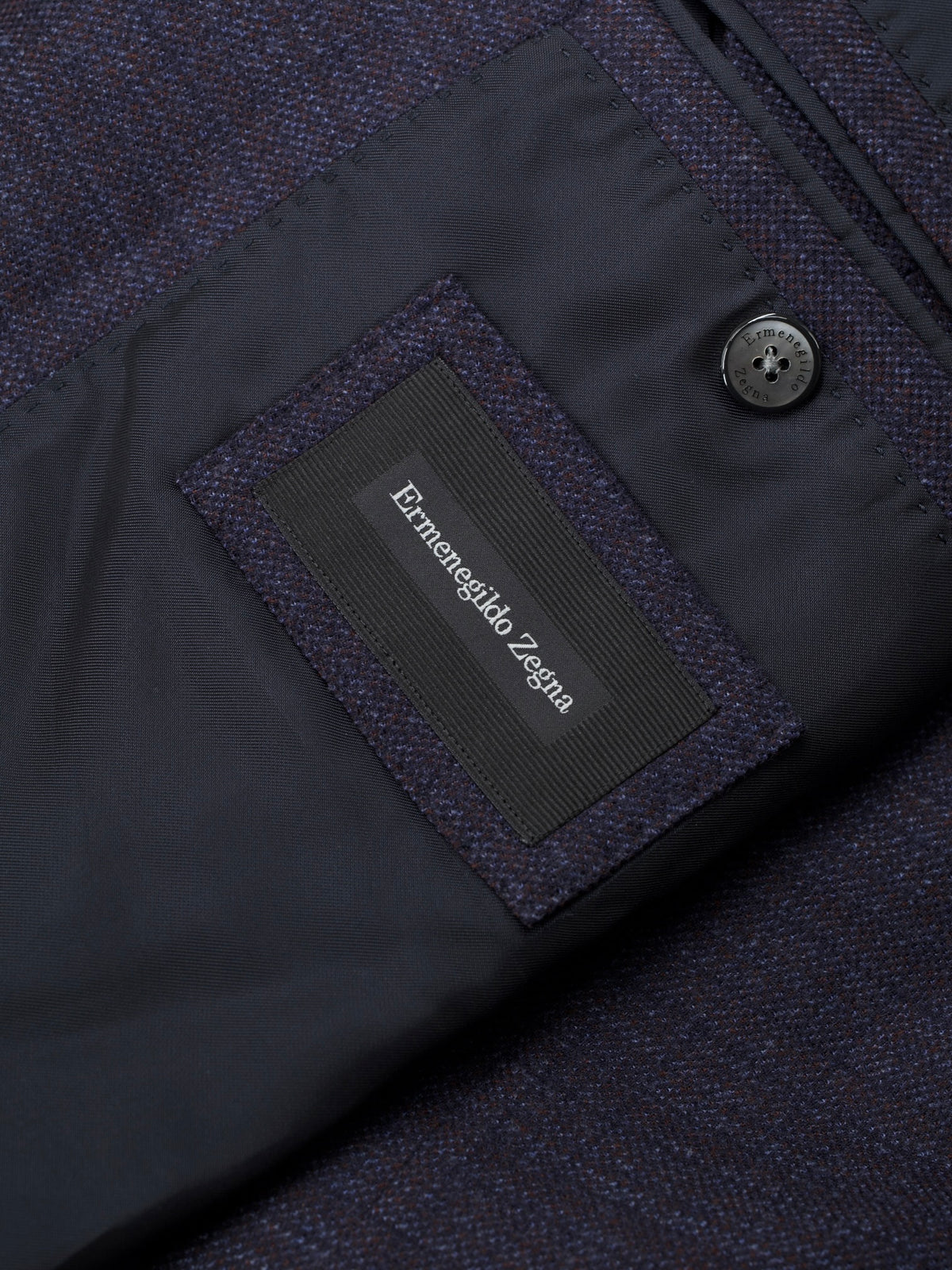 Ermenegildo Zegna Navy & Burgundy Wool-Silk Blend Milano Easy Jacket