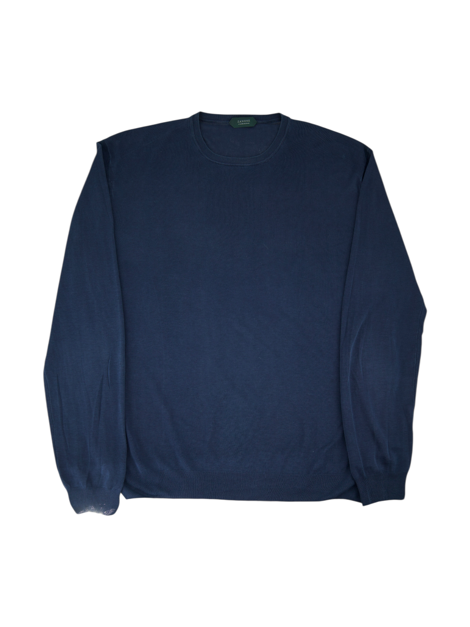 Zanone Navy High-Twist Lightweight Cotton Roundneck