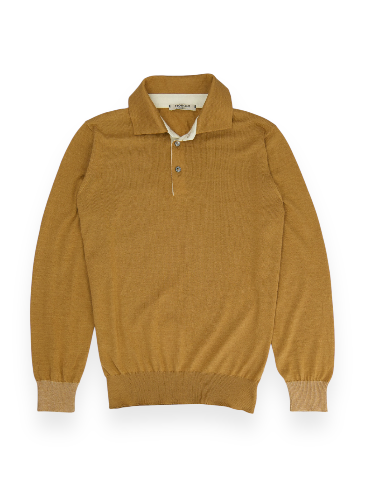 Fioroni Mocca Brown Bicolor Cashmere & Silk Long-Sleeve Polo