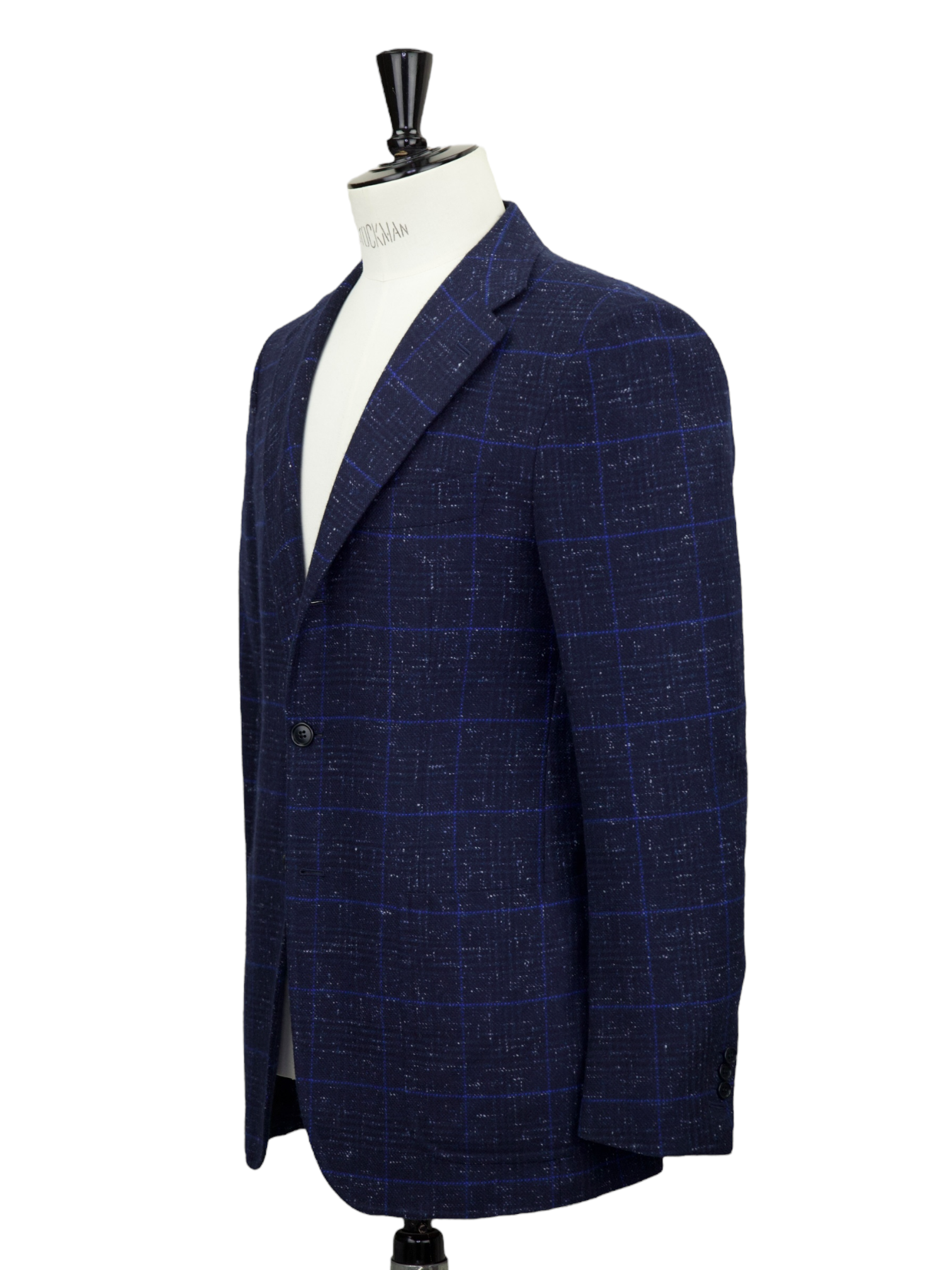 Kiton Blue Windowpane Cashmere Bouclé Jacket