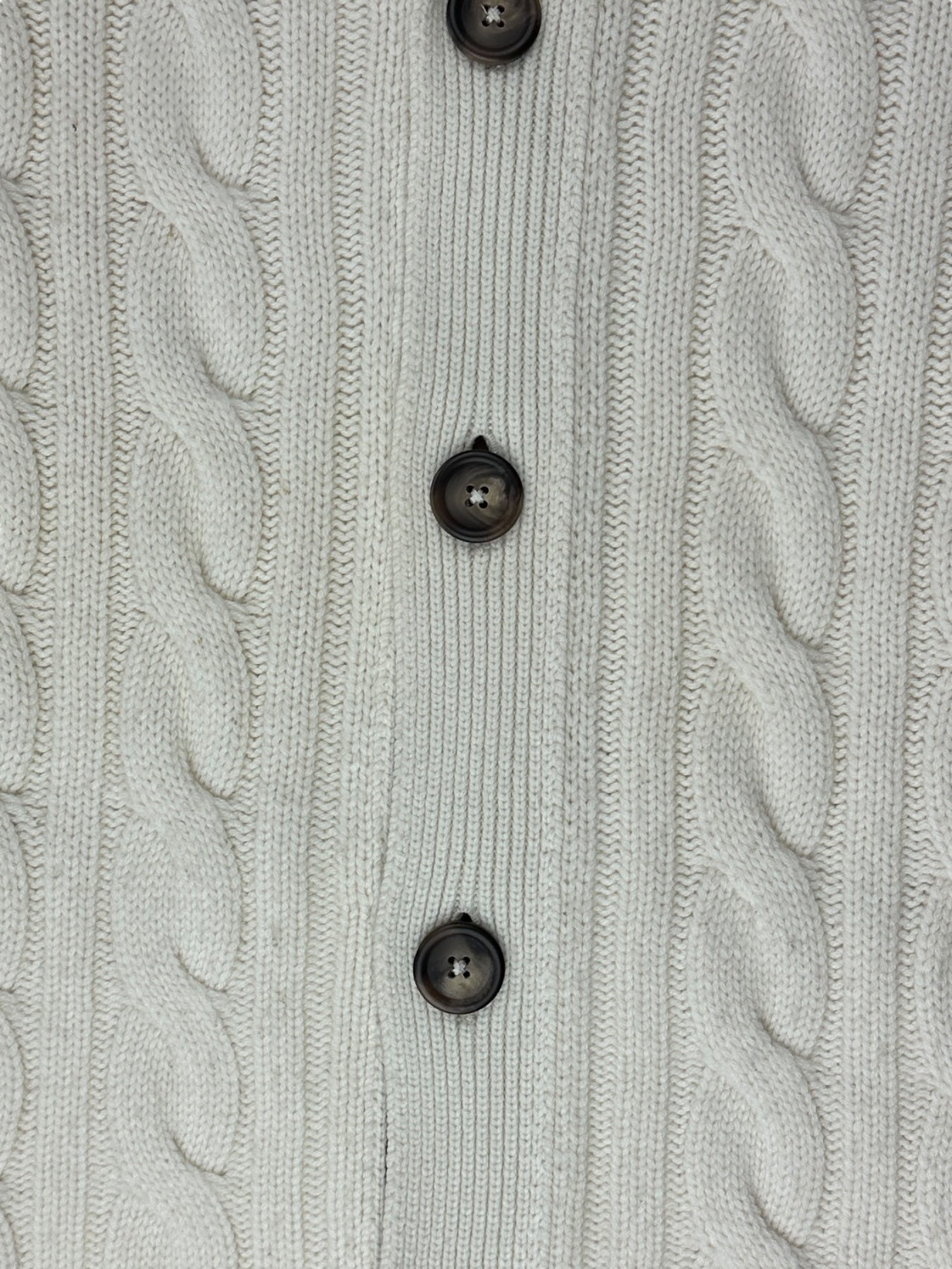 Cesare Attolini Offwhite Cashmere Cable Cardigan