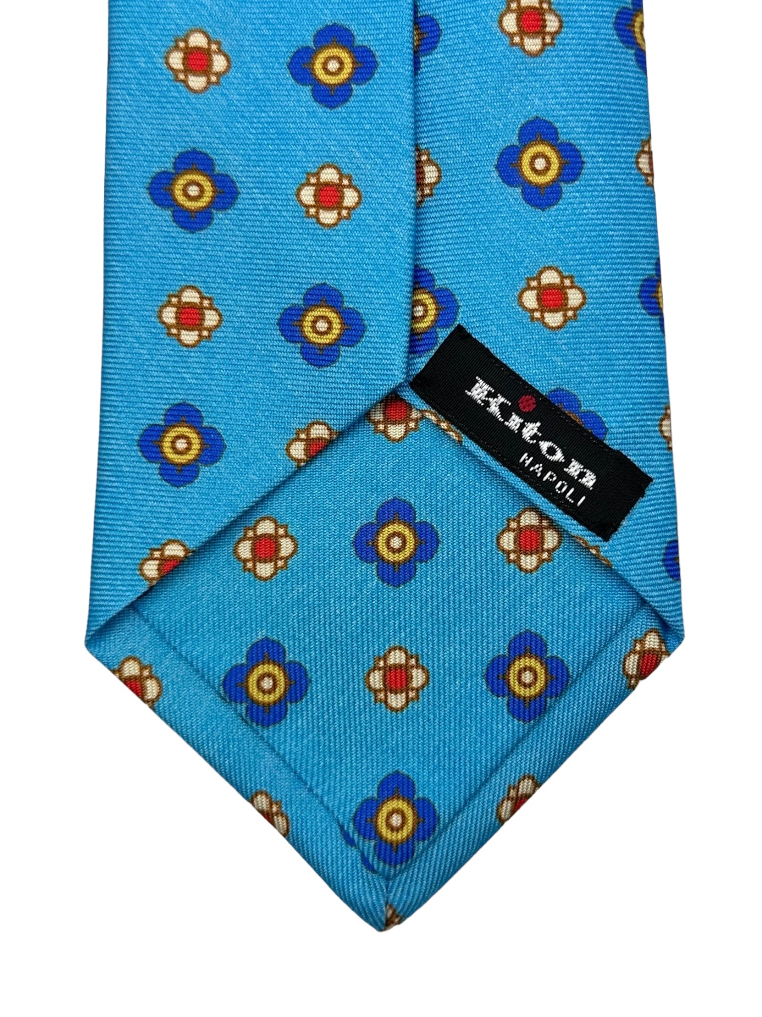 Kiton 5-Fold Baby Blue Floral Tie