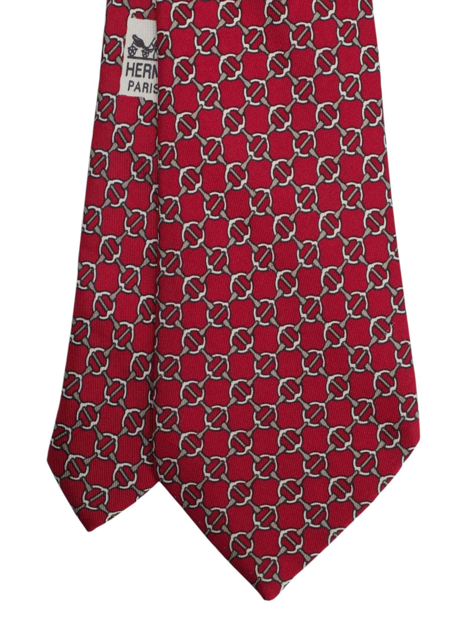 Hermès Dark Red Silk Horsebit Pattern Tie