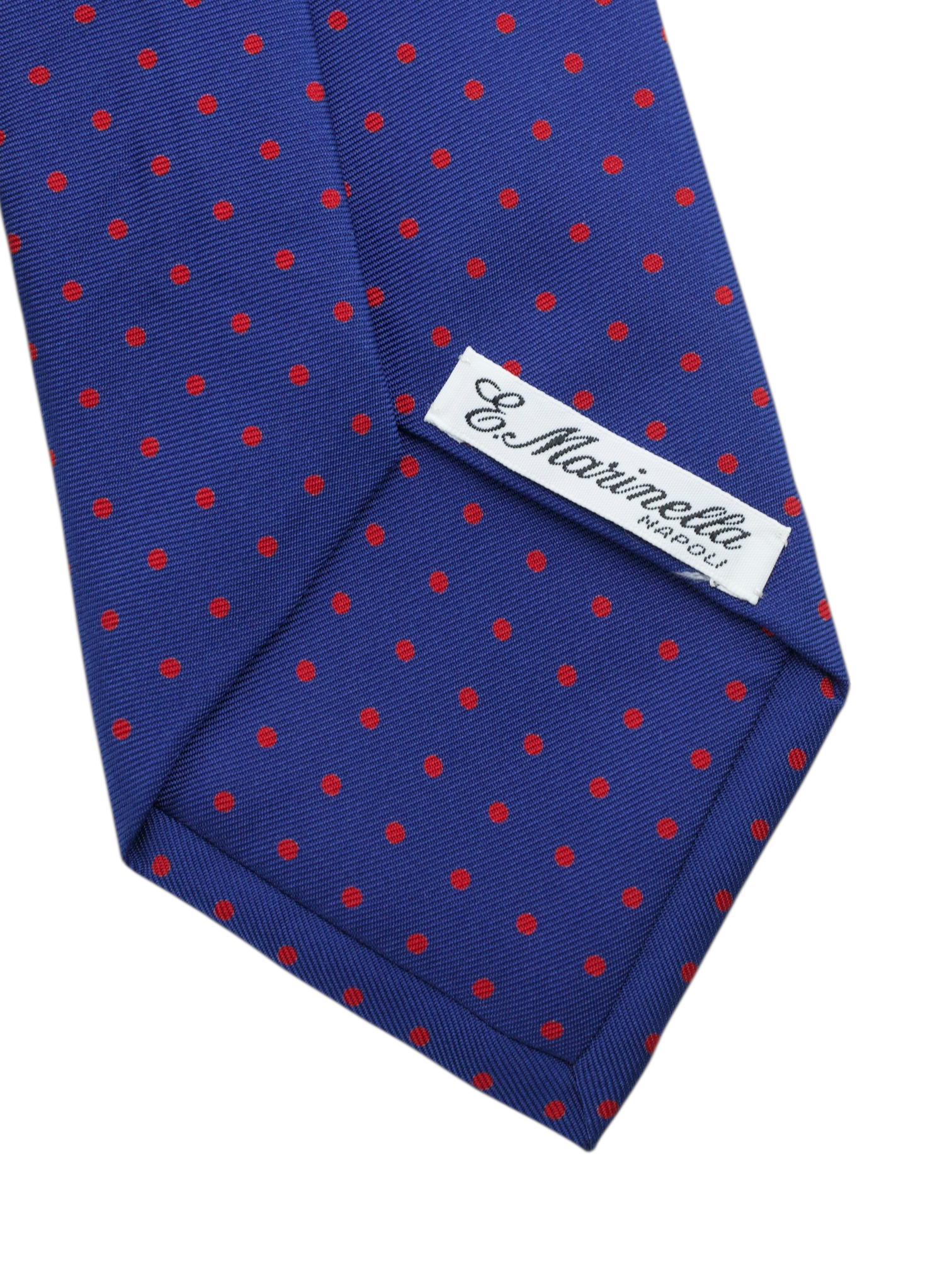 E.Marinella 3-Fold Blue & Red Silk Polkadot Tie