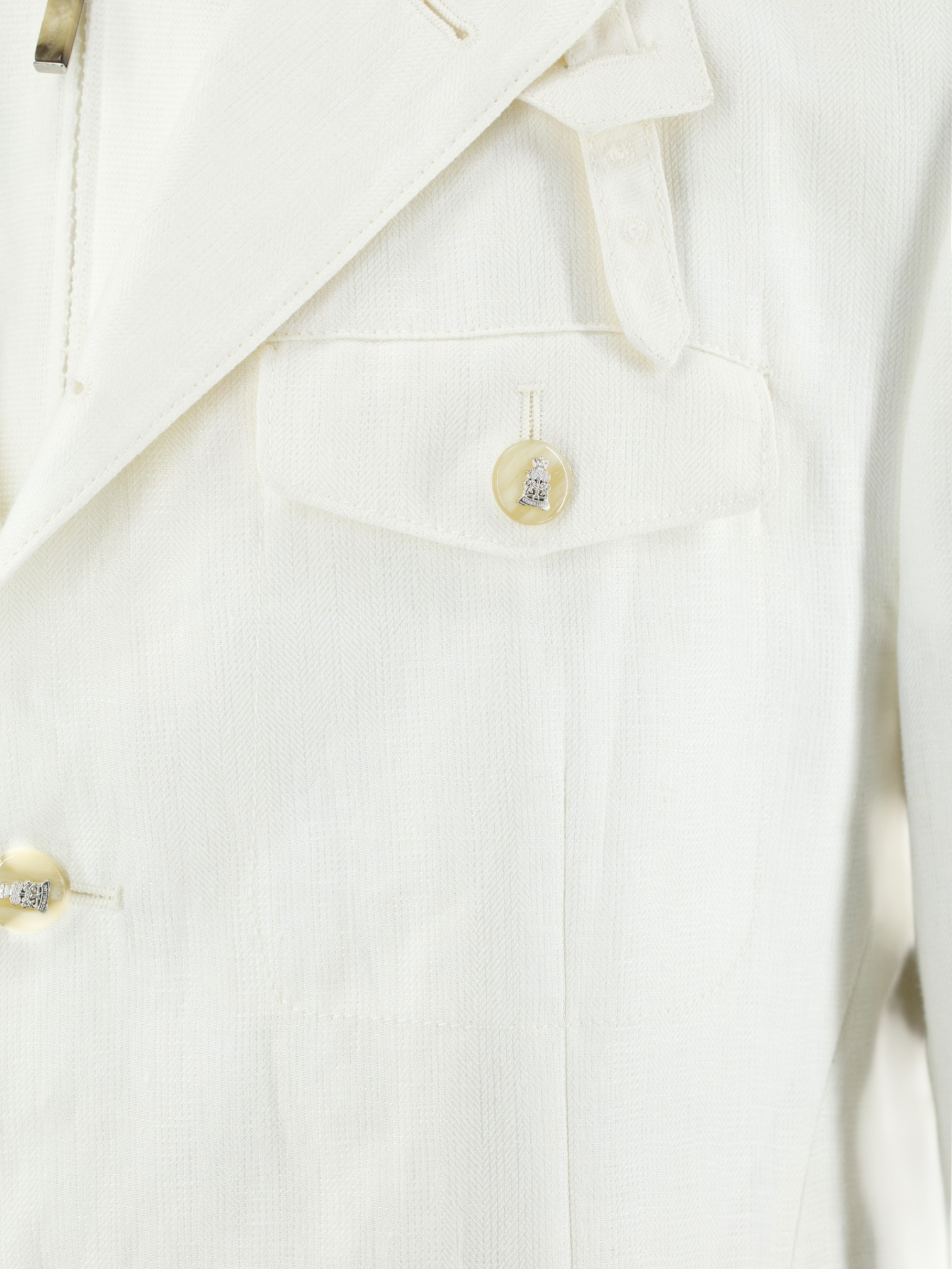 Corneliani ID Offwhite Pure Linen Herringbone Safari-Style Jacket