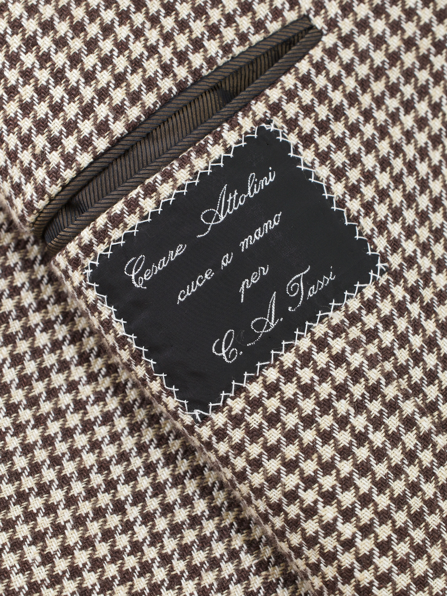 Cesare Attolini Light Brown Pure Linen Pied de Poule Summer Jacket
