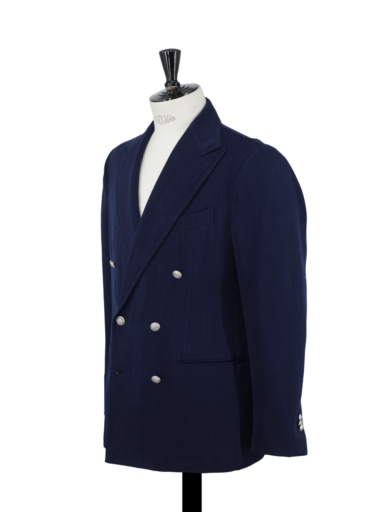 Stile Latino Marine Blue Double-Breasted Cotton-Twill Blazer Jacket