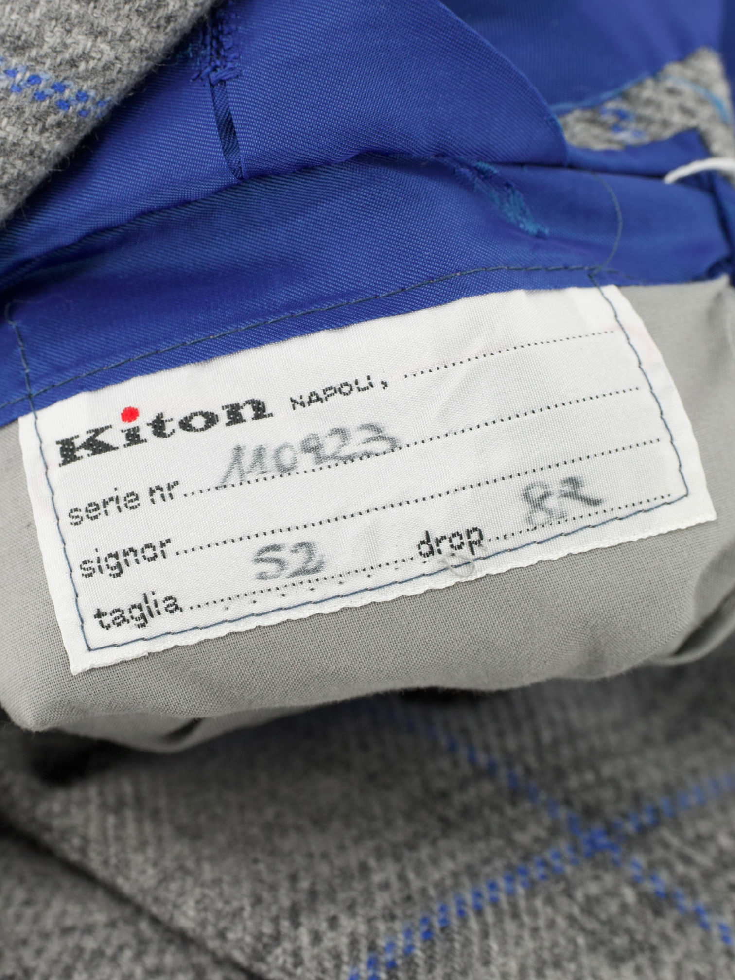 Kiton Grey & Light Blue Pure Cashmere Windowpane Jacket