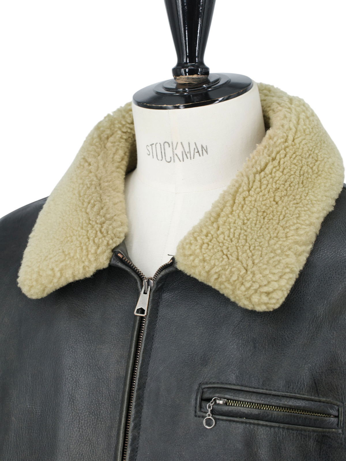 Ralph Lauren Dark Grey Vintage Cowhide & Sheepskin Lammy Pilot Jacket