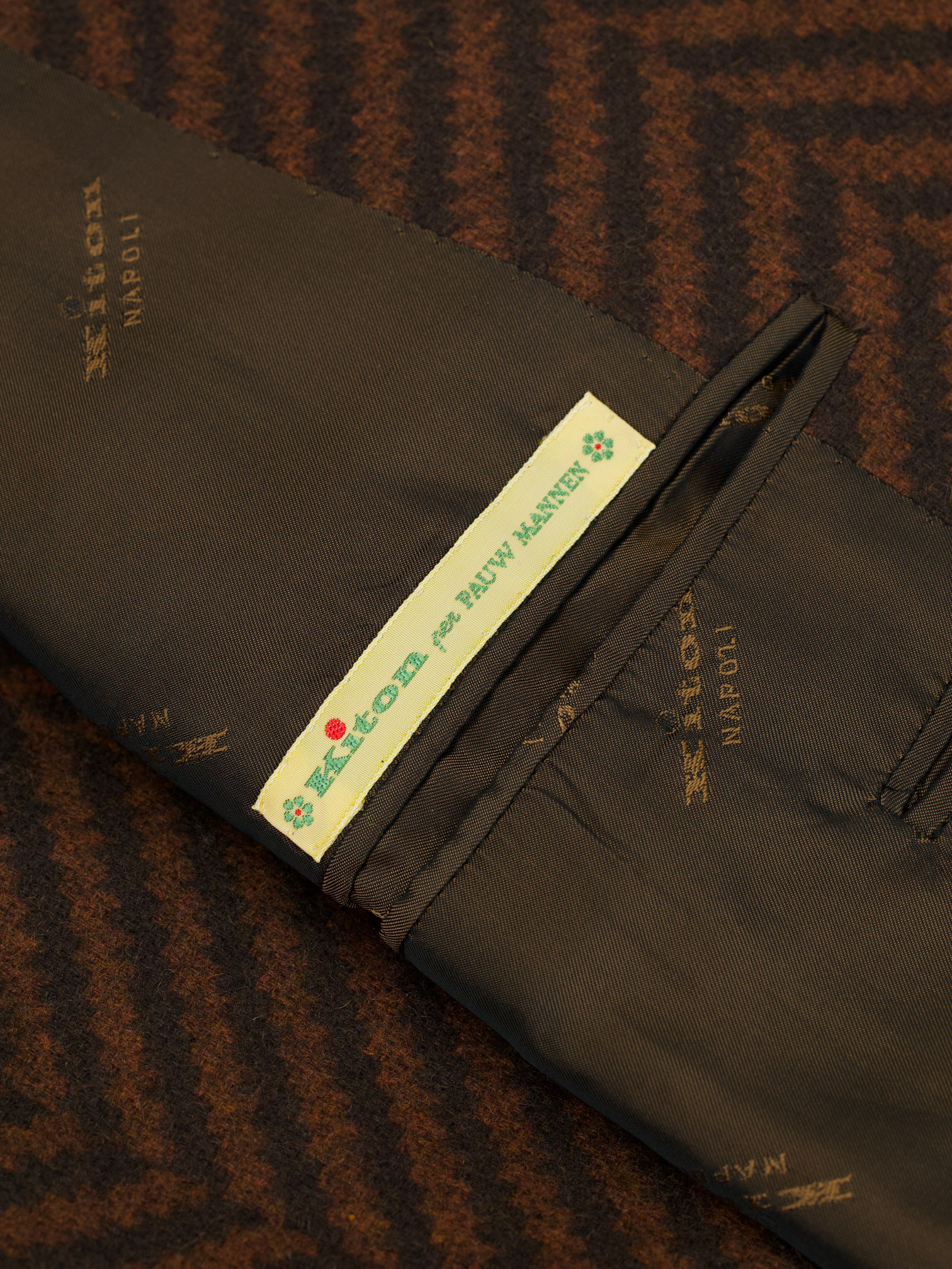 Kiton Castagne Brown Pure Cashmere Zig-Zag Jacket