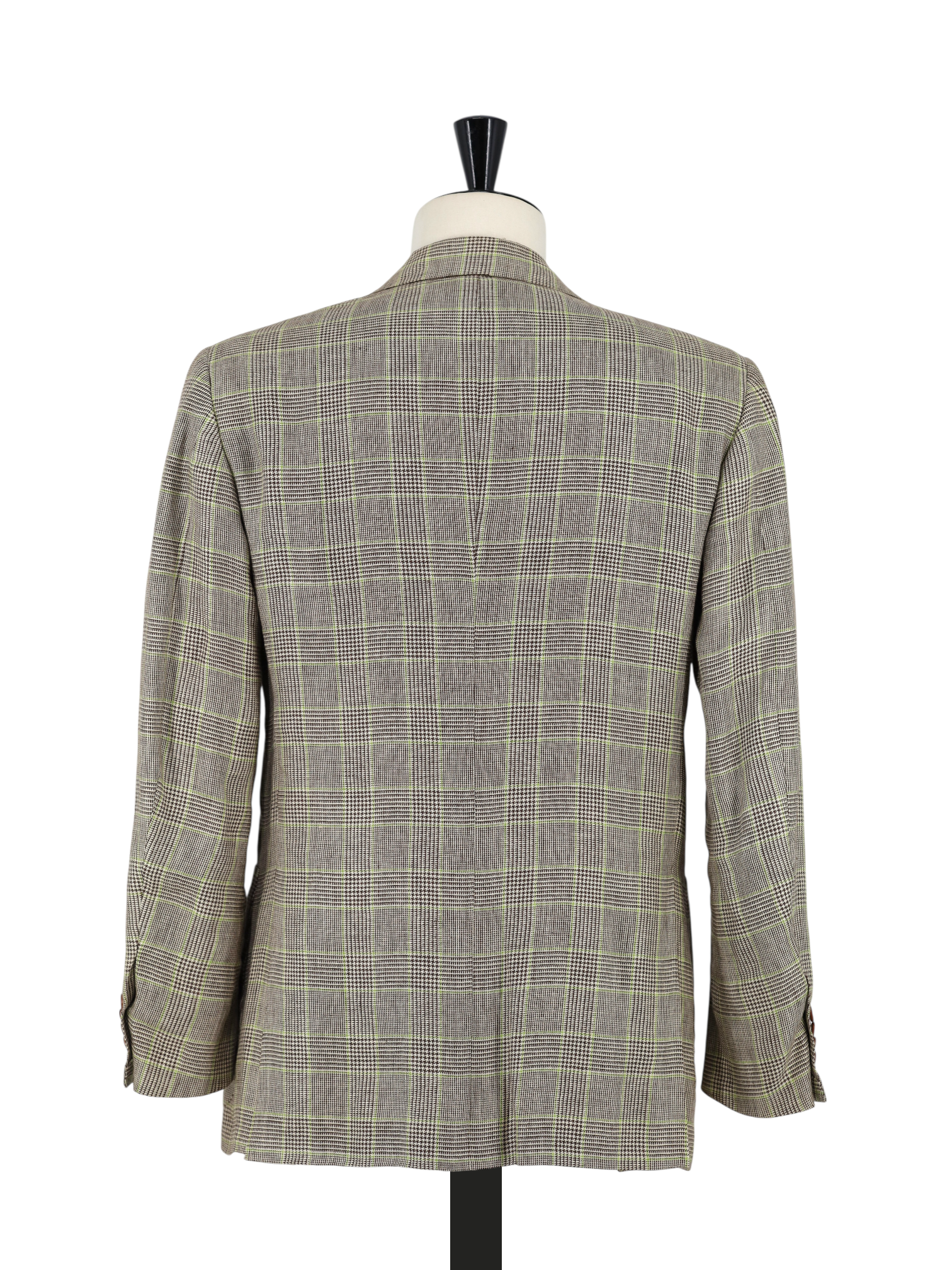 Kiton Light Brown & Lime Green Pure Linen Prince of Wales Jacket